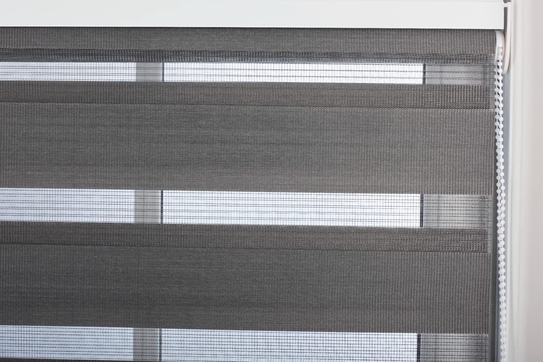 FURNISHED Stores Jour et Nuit sur Mesure - Store Enrouleur zébré en Tissu à Double Vision, Installation Rapide - Store Jour et Nuit, Gris foncé, 90W x 210H cm