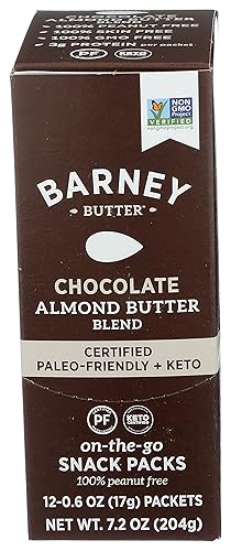 Barney Butter Paquetes de bocadillos de mantequilla de almendras, chocolate, 0.6 onzas (paquete de 12), almendras sin piel, sin OMG, sin gluten,