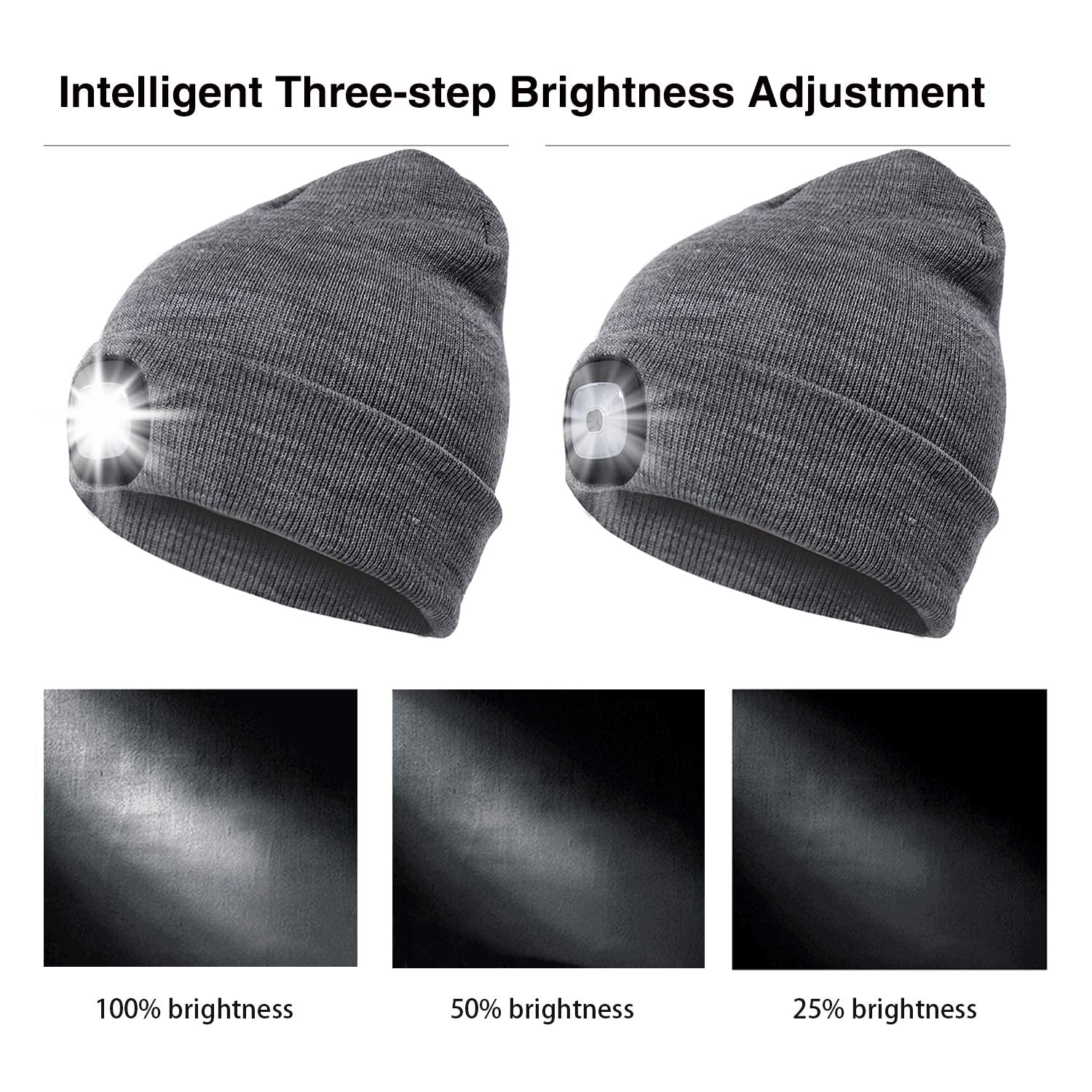 JFAN Cappello Lavorato A Maglia da Uomo Unisex LED con Torcia Inverno Tinta Unita Illuminato Sci Caldo Cappello in Pelle di Melone Beanie cap