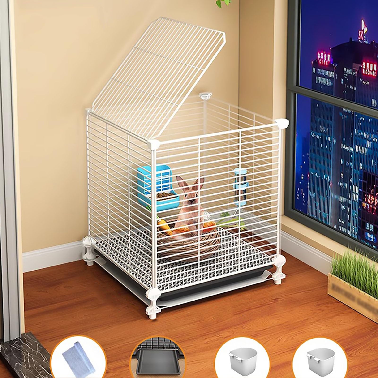Cage de lapin intérieur chaleureuse pour salon, nid doux cochon d'Inde