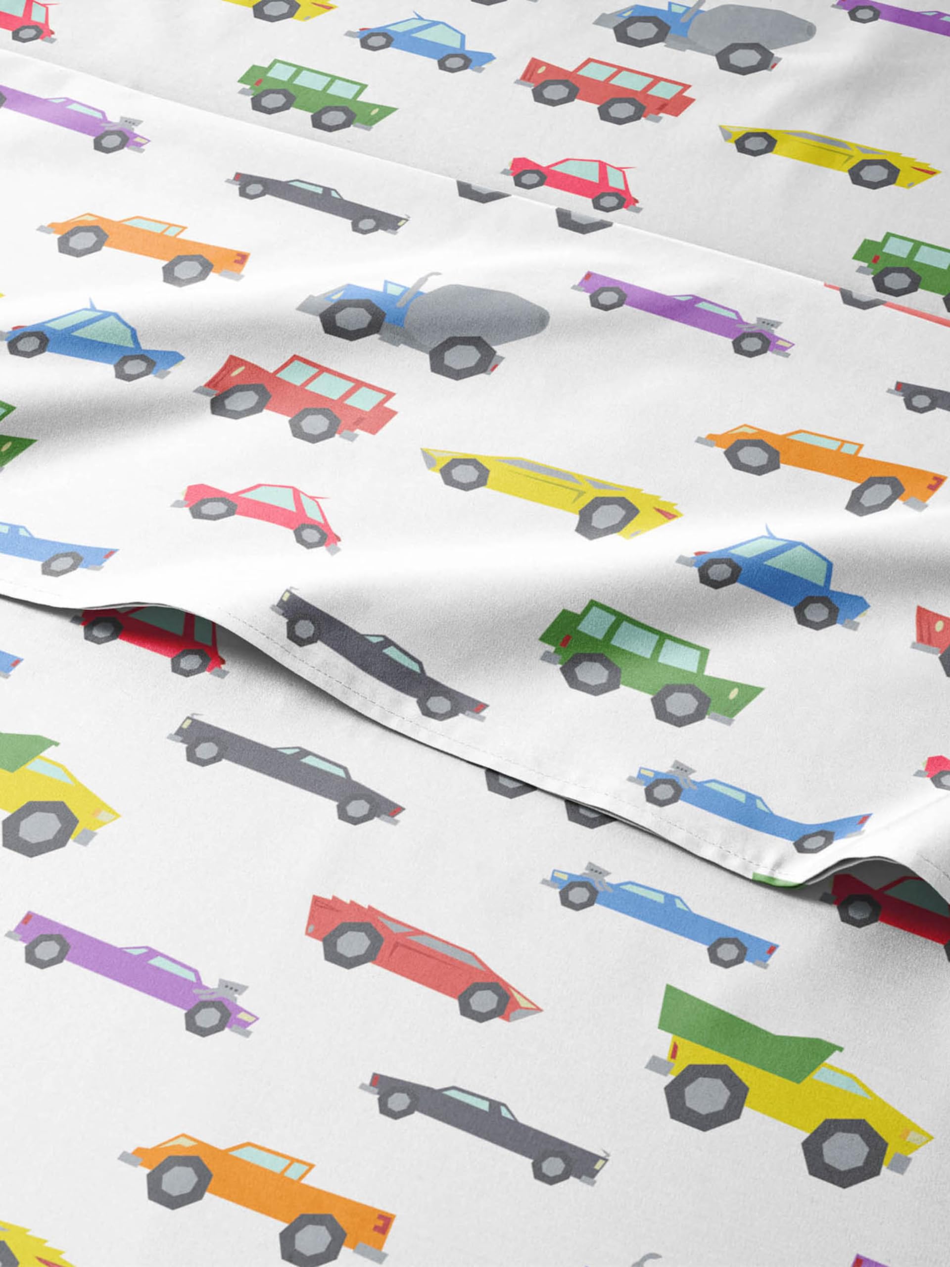 Kids Twin XL Size Cars Bed Sheets - 3 Piece Kids Cars Sheet Set