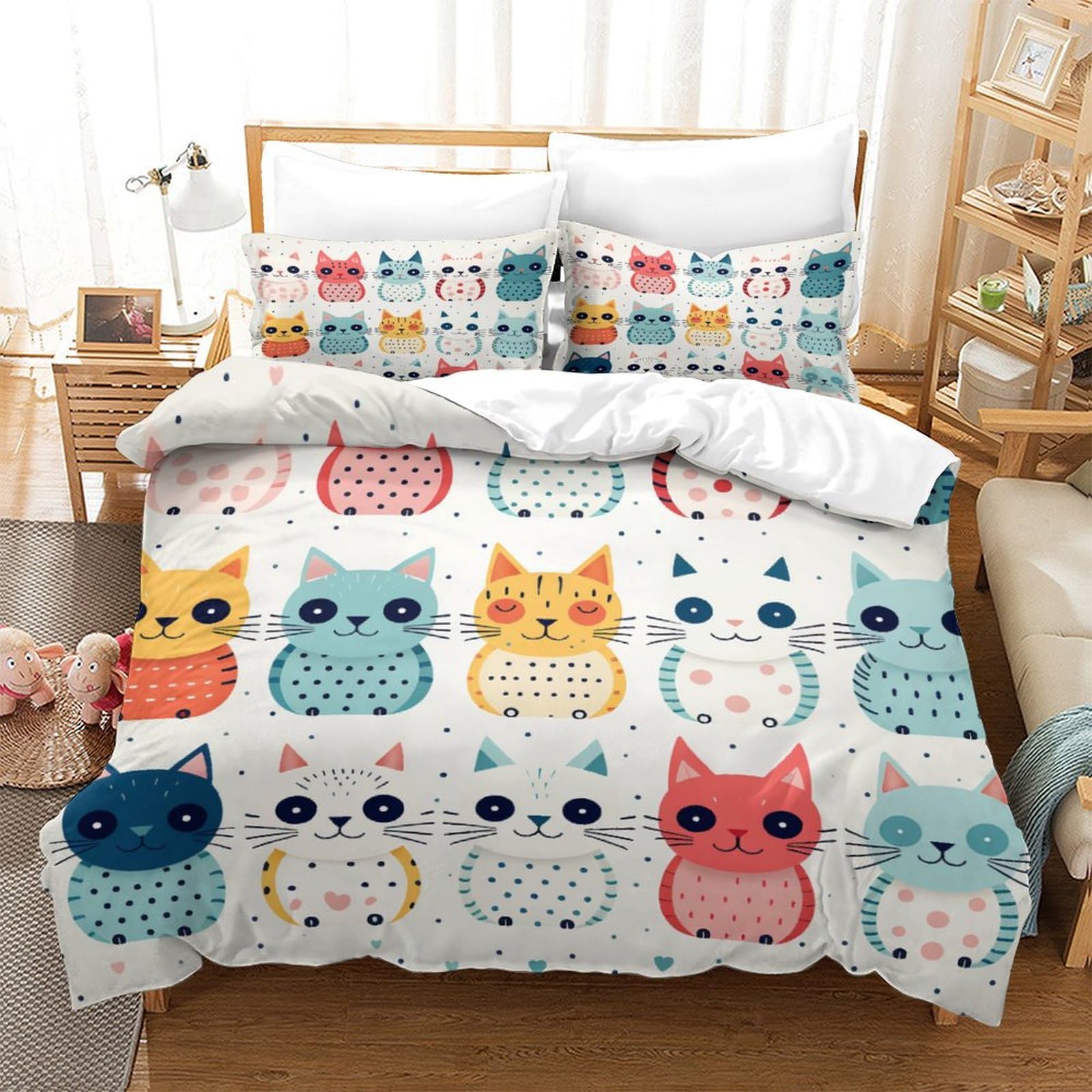 P1S9U7W5Y Lovely Owl 3D Printed Duvet Cover Set 3pcs Microfiber Animal Bedding Set King