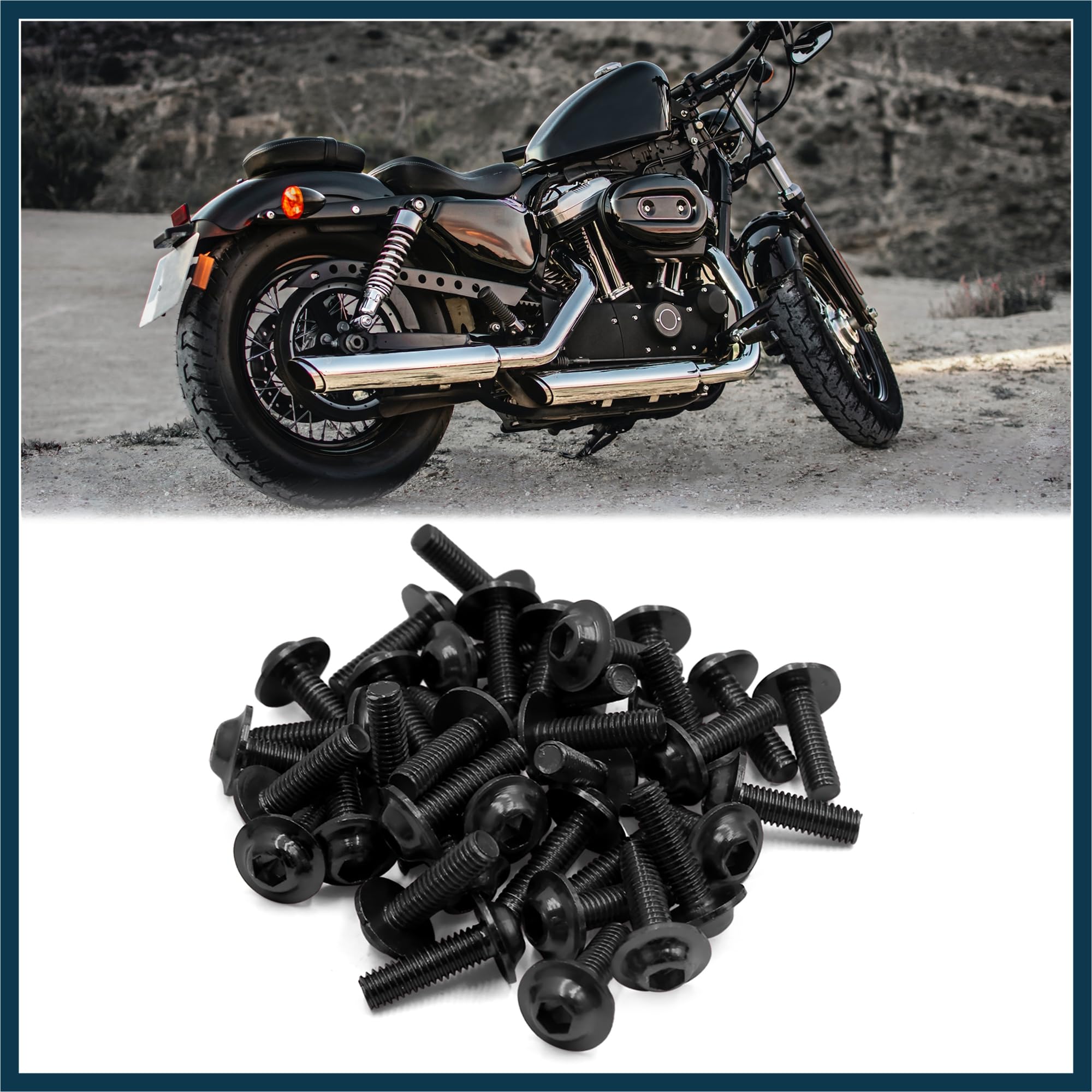 TUCKBOLD 40pcs Black Aluminum Alloy Motorcycle Hex Socket Head Bolts Screws M6 X 20 Automotive Parts