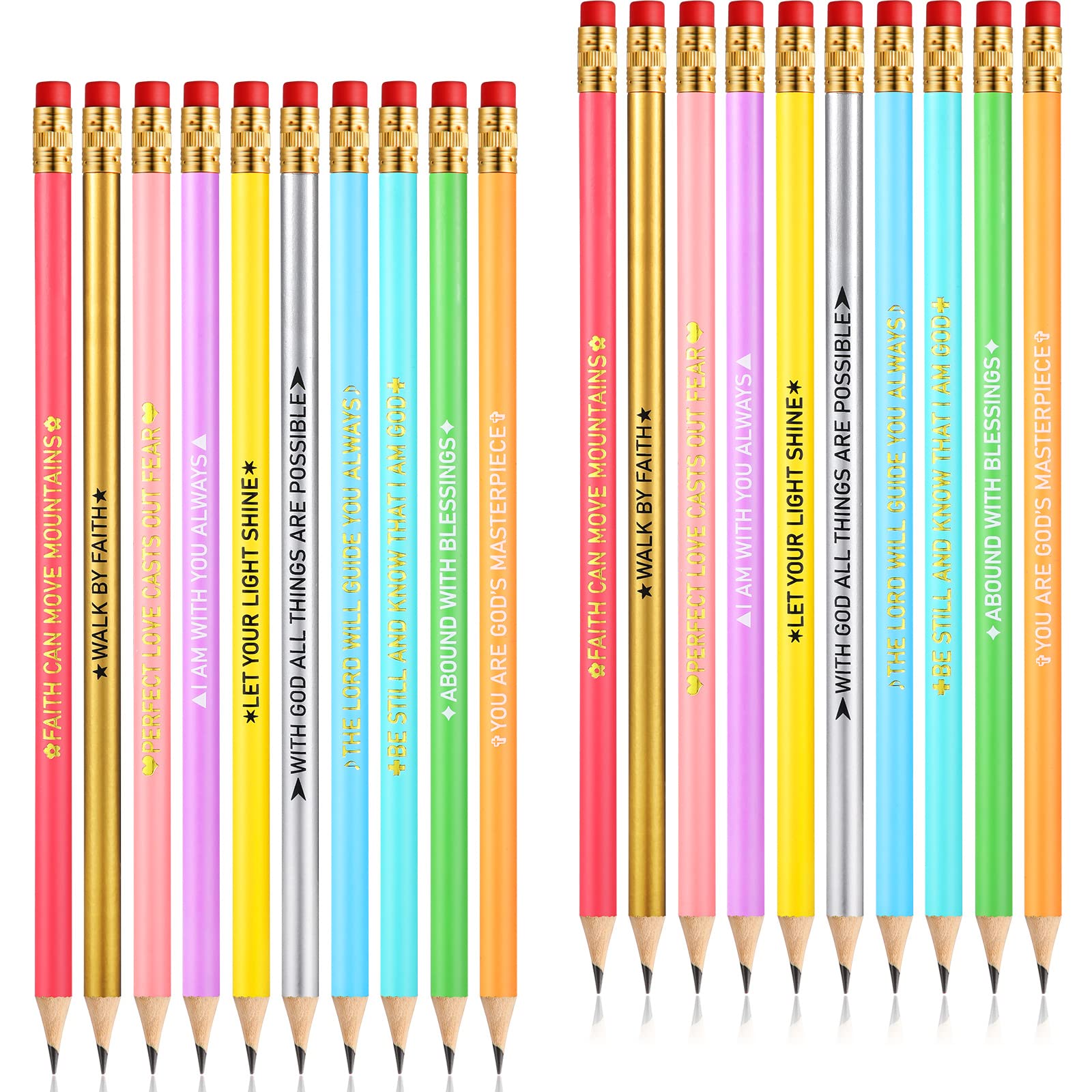 Spakon 20 Pcs Inspirational Pencil Bulk #2 Compliment Pencils with Motivational Saying Cute Fun Back to School Gift for Kids Student Teacher(Bright