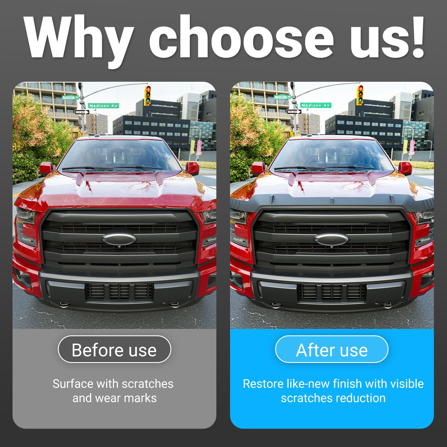 Xipoo Protezione del cofano compatibile con Ford F150 2015-2020 Deflettore del cofano TPE Shield di ricambio per accessori Ford F-150 2015 2016 2017 2018 2019 2020
