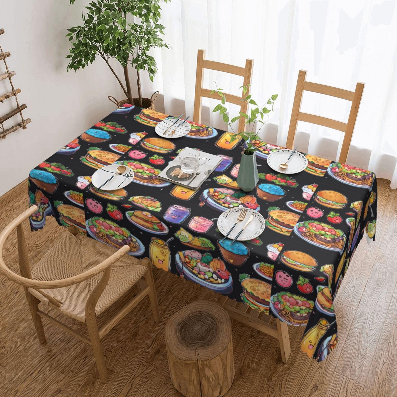 Nappe rectangulaire en tissu sain imprimé alimentaire pour buffets