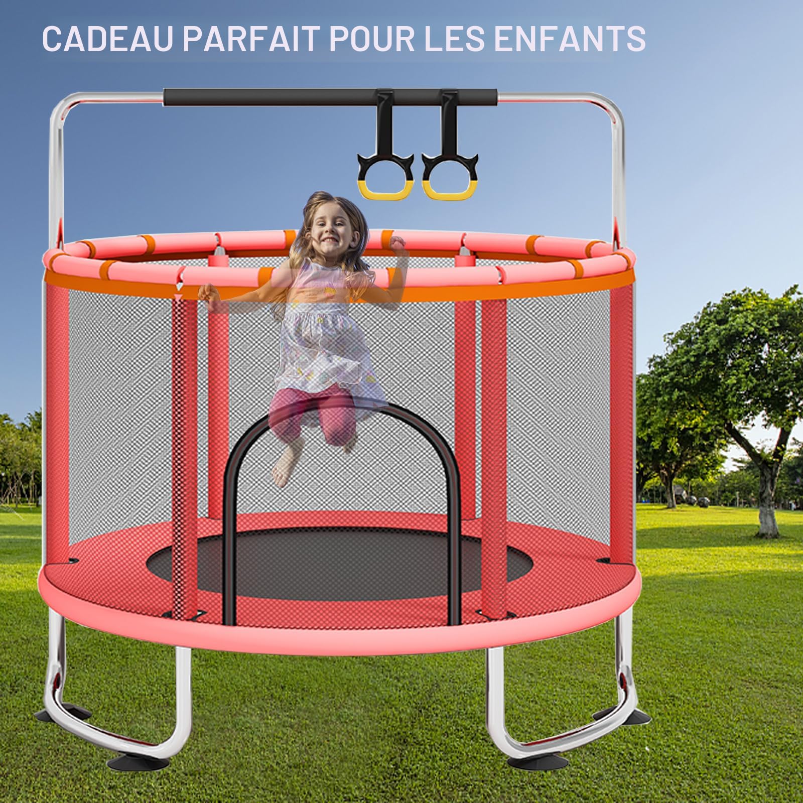Trampoline Extérieur Maycoly Pour Enfant – 140 Cm De Diamètre, Filet De Sécurité, Acier Robuste, Pour 2-3 Enfants