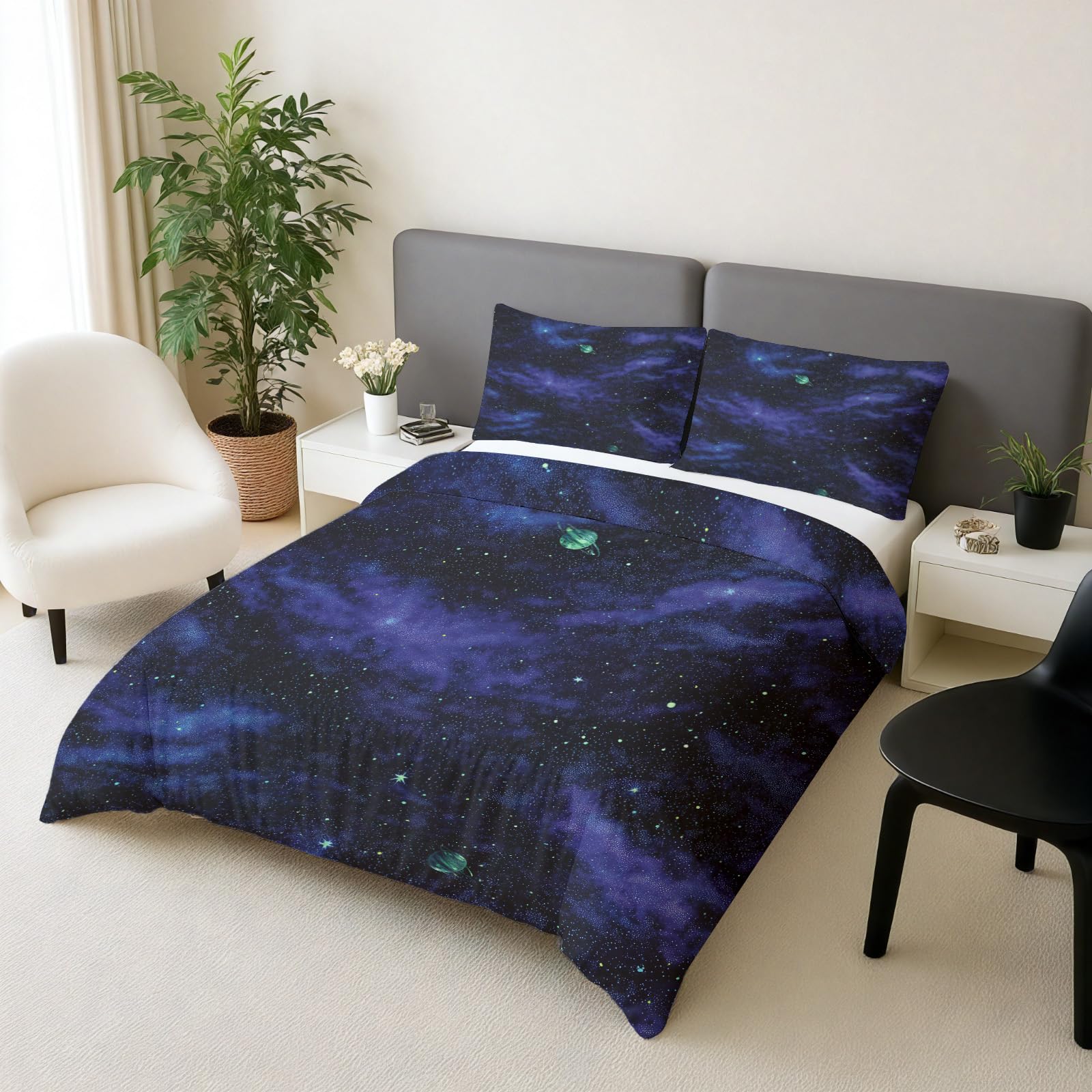 Parure De Couette galaxie 3 pièces pour un sommeil paisible la tête dans les étoiles
