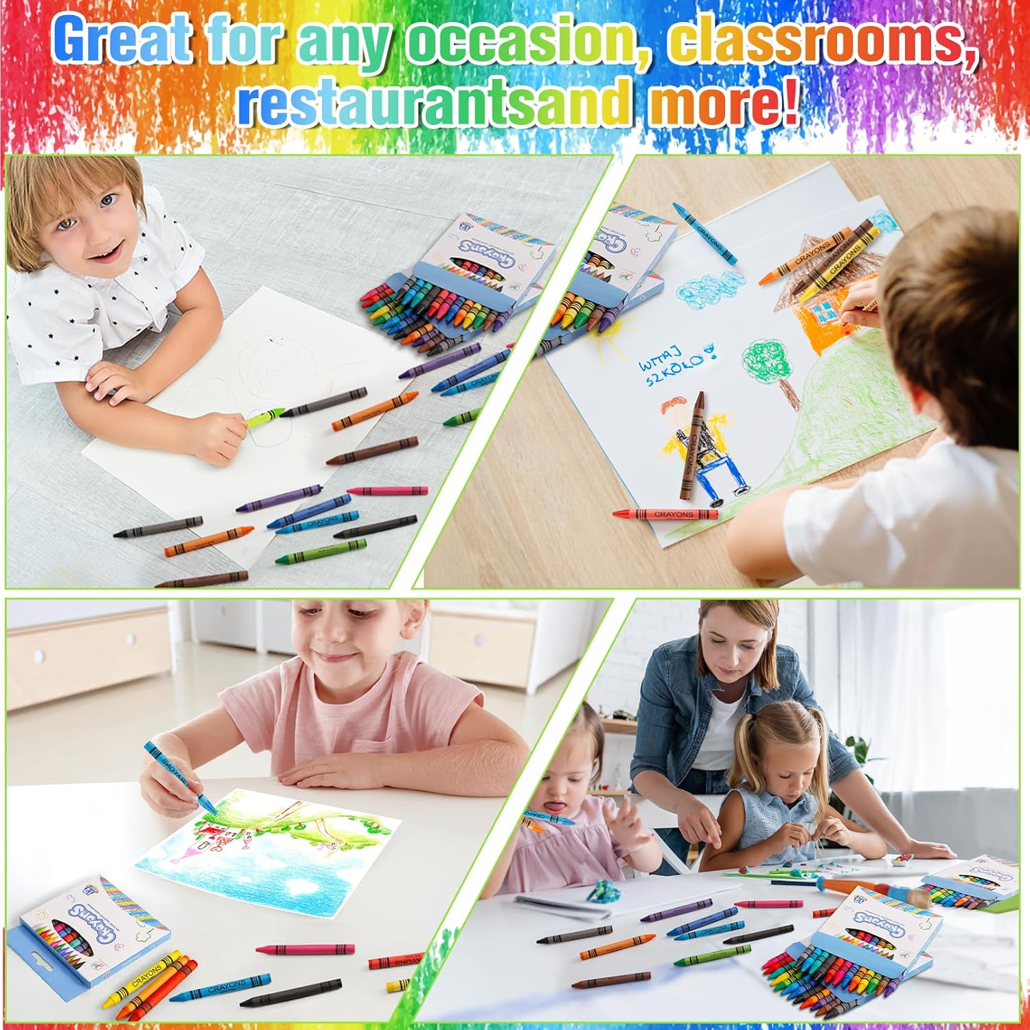 Jeffbaubl Bulk Crayons,30 Boxes of 12-Packs Color Crayons, Bulk Crayon Individual Packs,Washable Crayon,Crayons Party Favors for Classroom Restaurants School Supplies(12 Colors