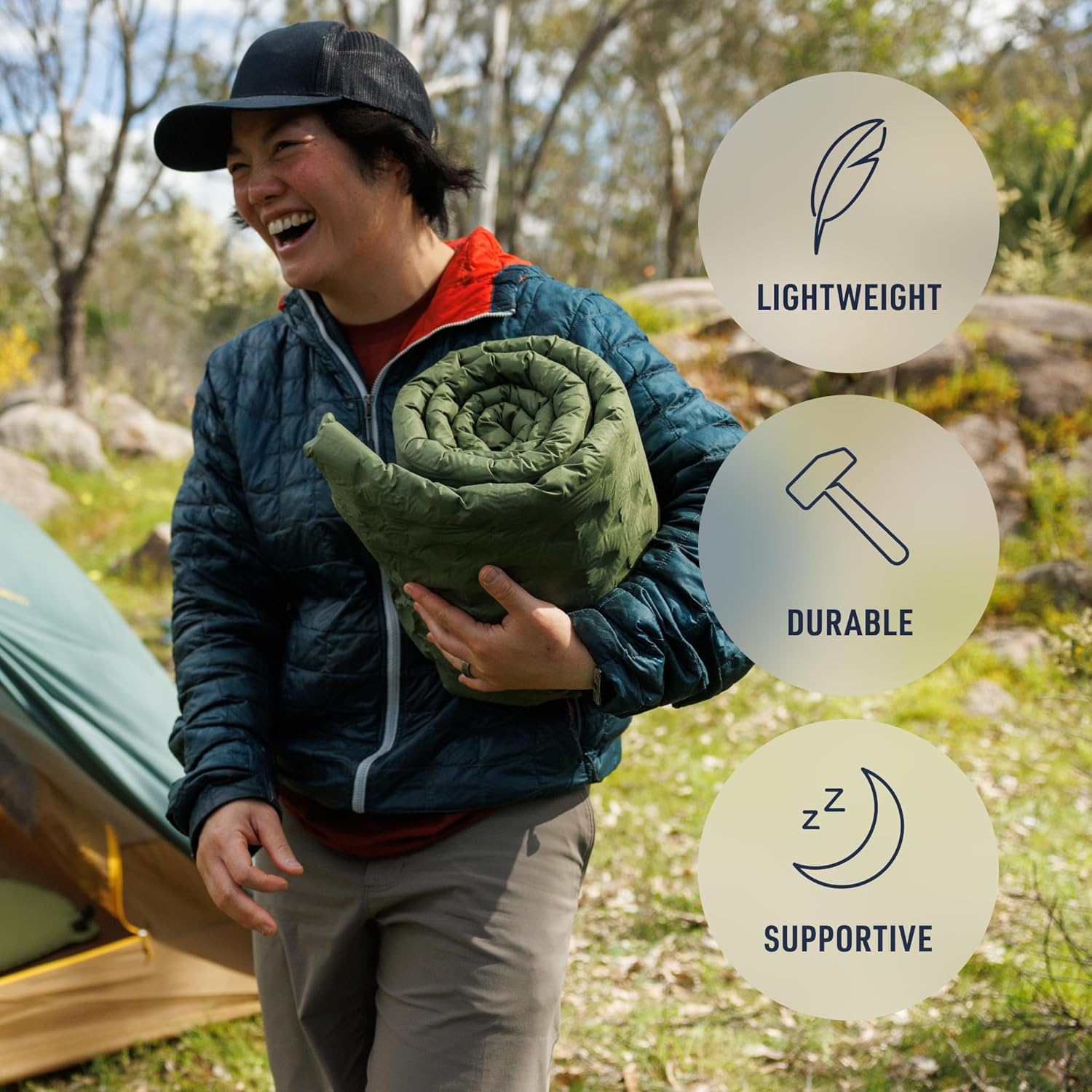 Sea to Summit Camp Plus Self-Inflating Foam Sleeping Mat for Camping - Tapered - Large (78 x 25.2 x 2.6 inches)