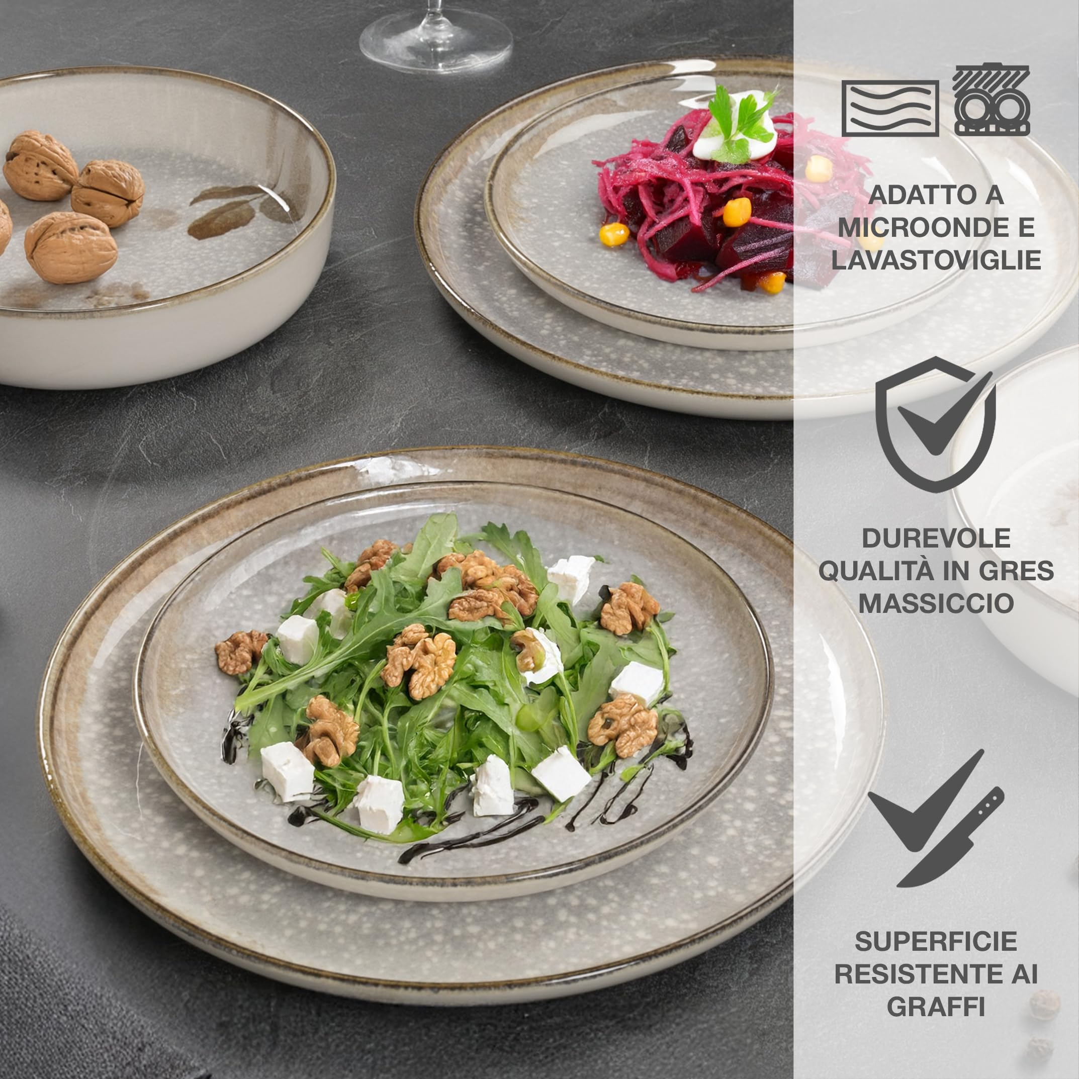 Moritz & Moritz BLOSSOM - Servizio da tavola in porcellana per 6 persone, 24 pezzi, servizio da tavola moderno con design giocoso, facile da pulire, con set di piatti, ciotole e tazze, servizio