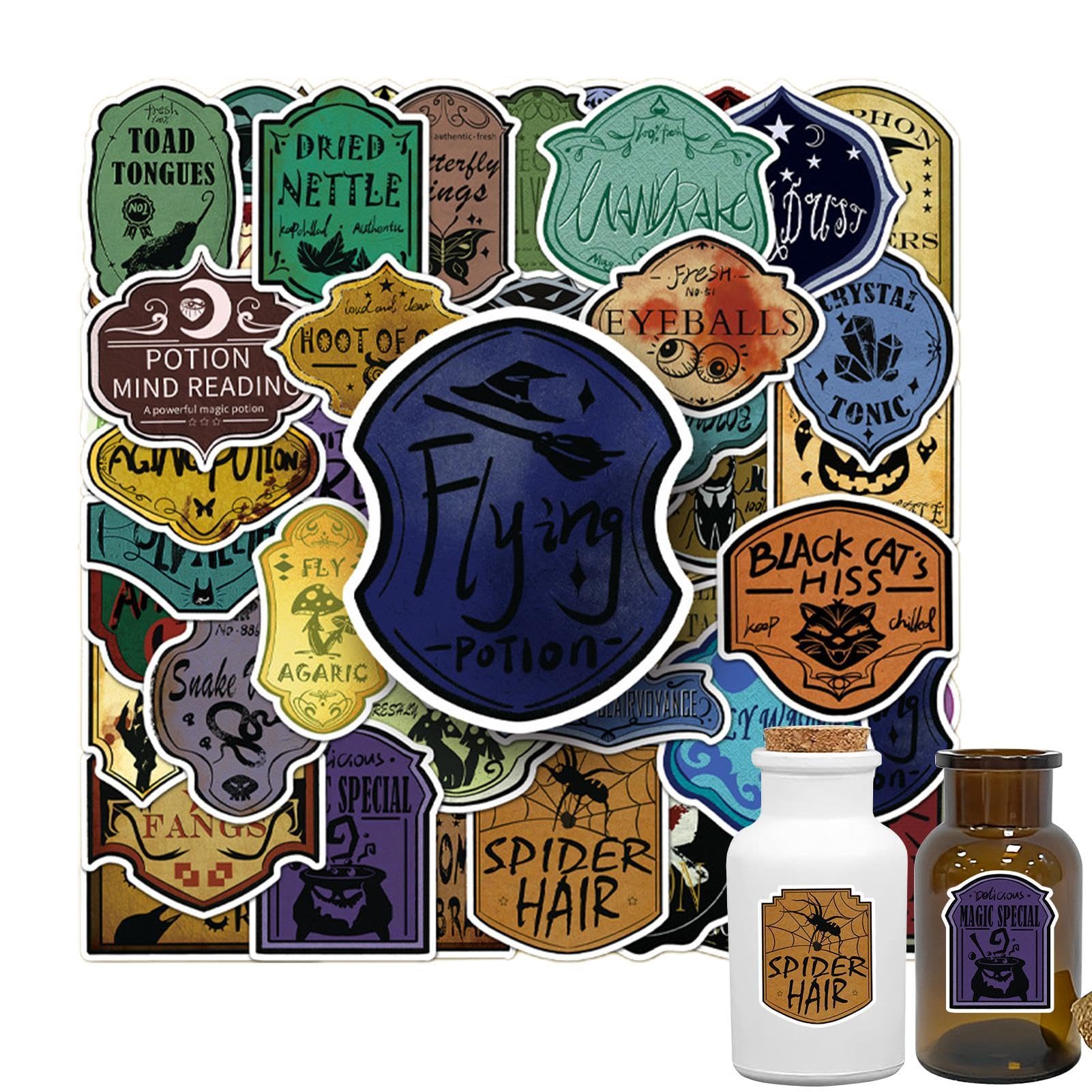 Charm Potion Stickers,Scrapbook Potion Bottle Stickers | 51 Pcs Halloween Scrapbook Stickers,Potion Bottle Decal Halloween Stickers,Halloween Decorations