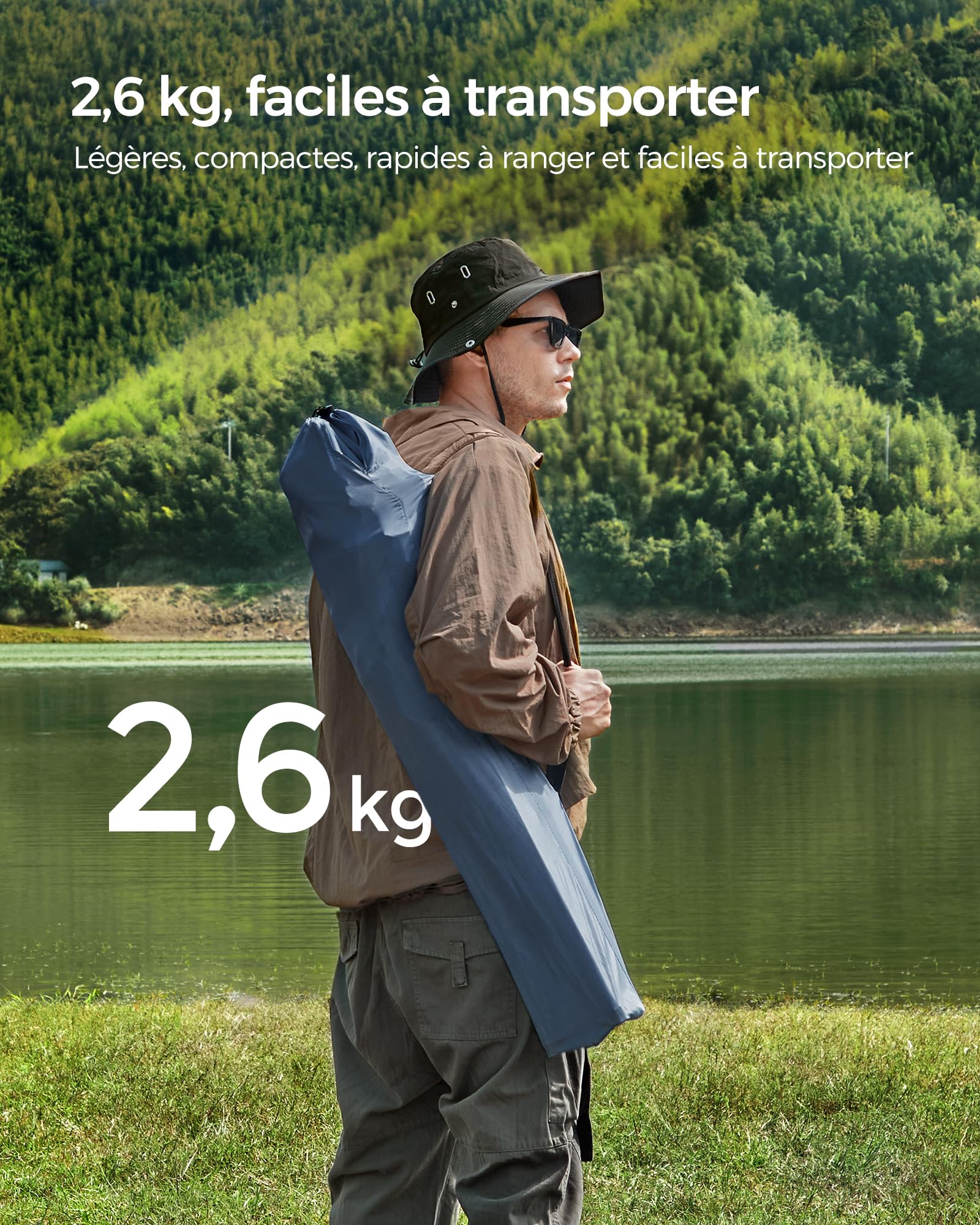 Chaises De Camping Pliantes - Lot De 2, Accoudoirs Rembourrés, Porte-gobelet, Sac De Transport - Charge 150 Kg, Léger Et Portable