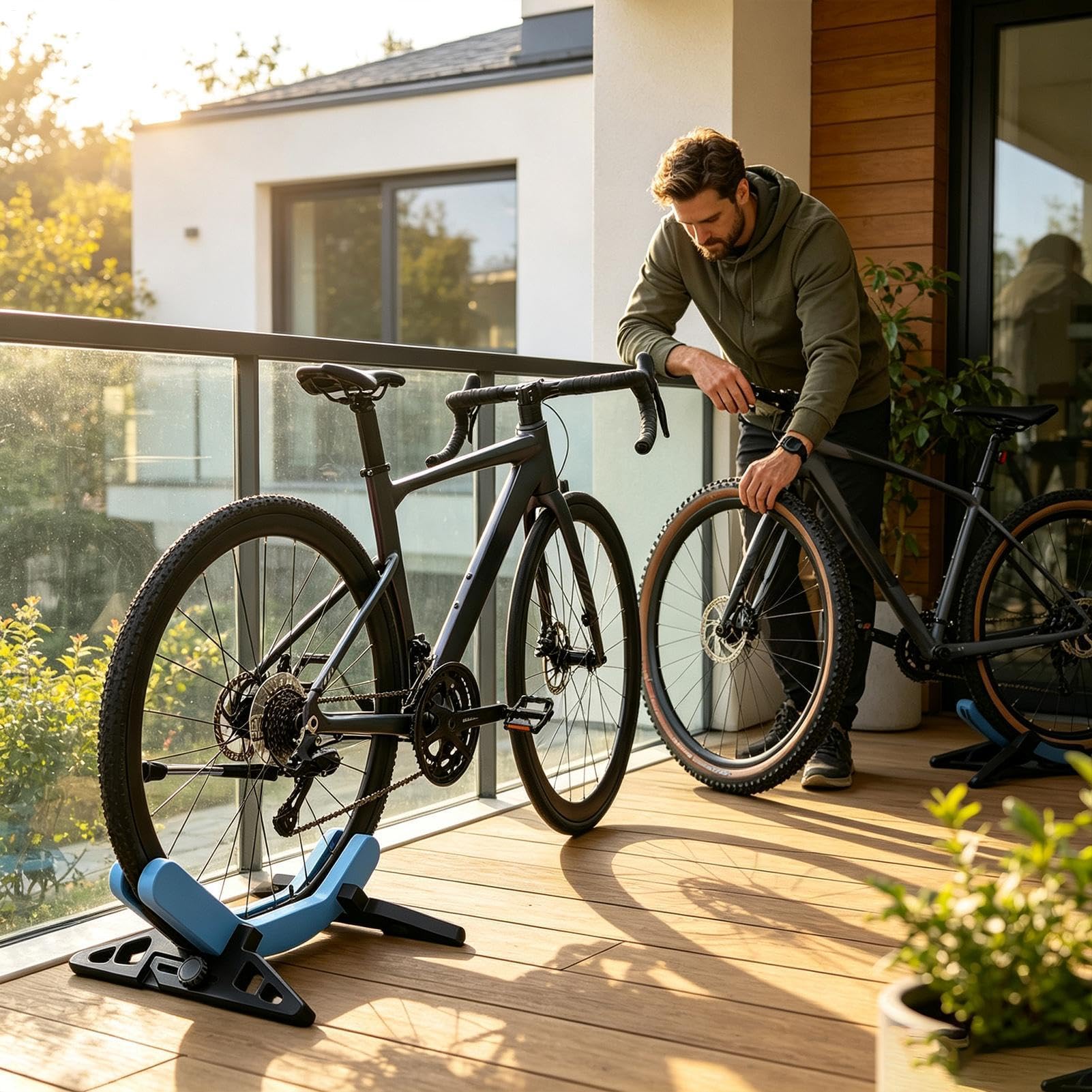 Support Vélo de Sol Support De Roue Réglable Et Renforcé