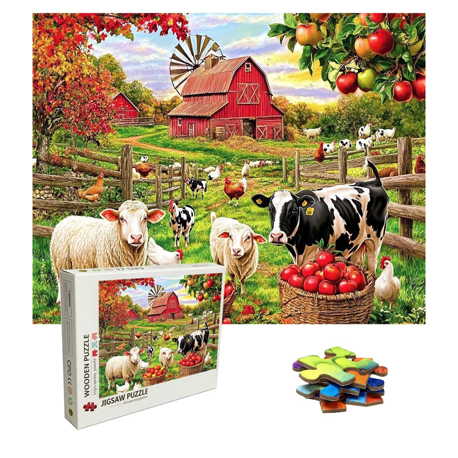 Puzzle 2000 Teile Bauernhof, Holzpuzzle Erwachsene, Klassisches Lernspiel Puzzle Tier, Impossible Jigsaw Puzzles, Wunderschönes Deko Puzzes und Geschenke, Bastelset Erwachsene 99.5 X 70.5cm 8p-664