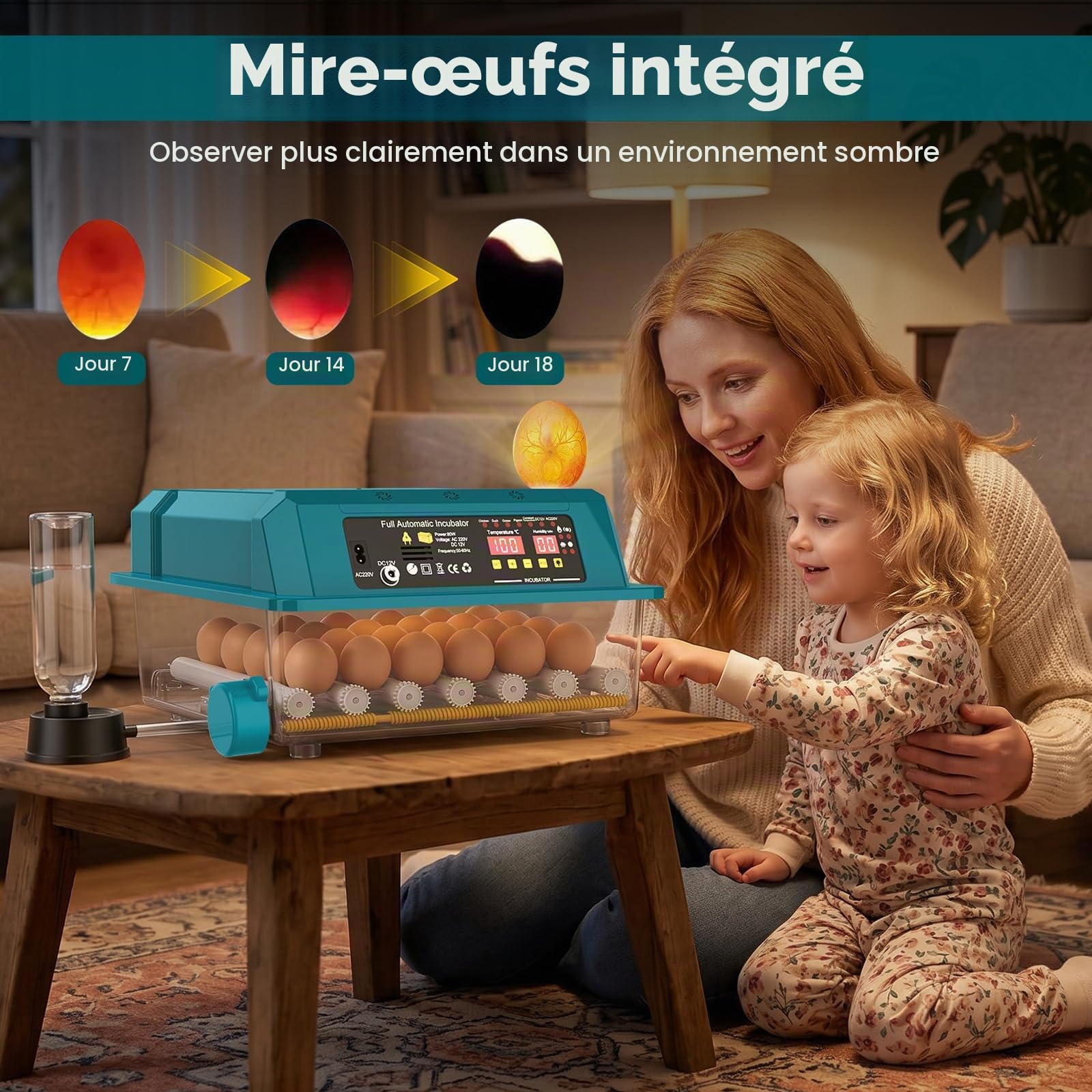 36 Oeufs Couveuse Oeuf Automatique, Incubateur Oeuf Automatique, Retournement Automatique, ContrôLe De L'Humidité, 5 Modes D'Incubation, SystèMe D'Alarme, Pour Poulet Canard Oie Caille Oeufs (A)