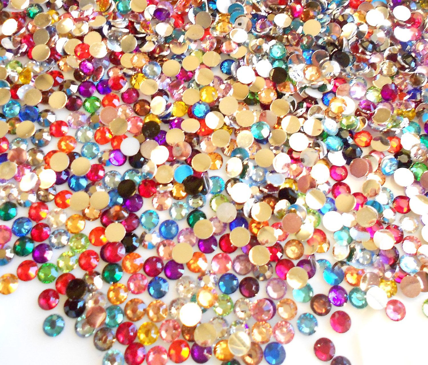 1000-Piece 4mm Flat Back Rhinestones - Round 14 Cut Mixed Colors For Crafts & Jewelry Making