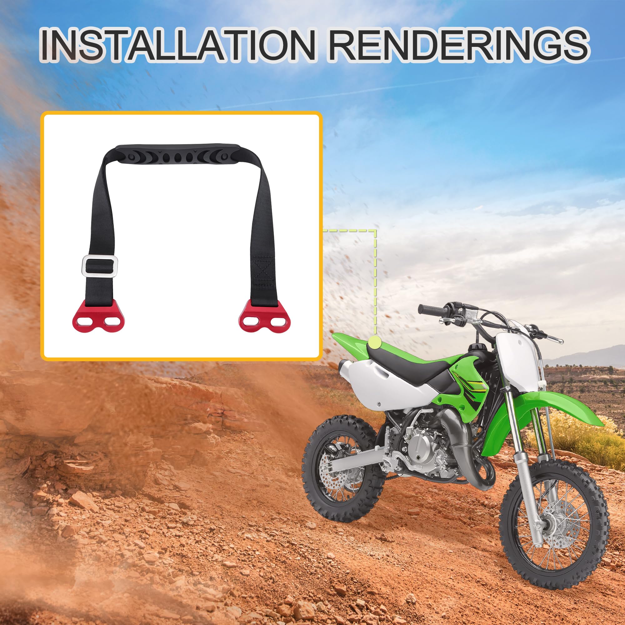 GOOFIT Correa de Rescate Ajustable Delantera Tirar Sling Cinturón Accesorios de Seguridad Reemplazo Universal para Motos de Dirt Motocross Suzuki, Rojo