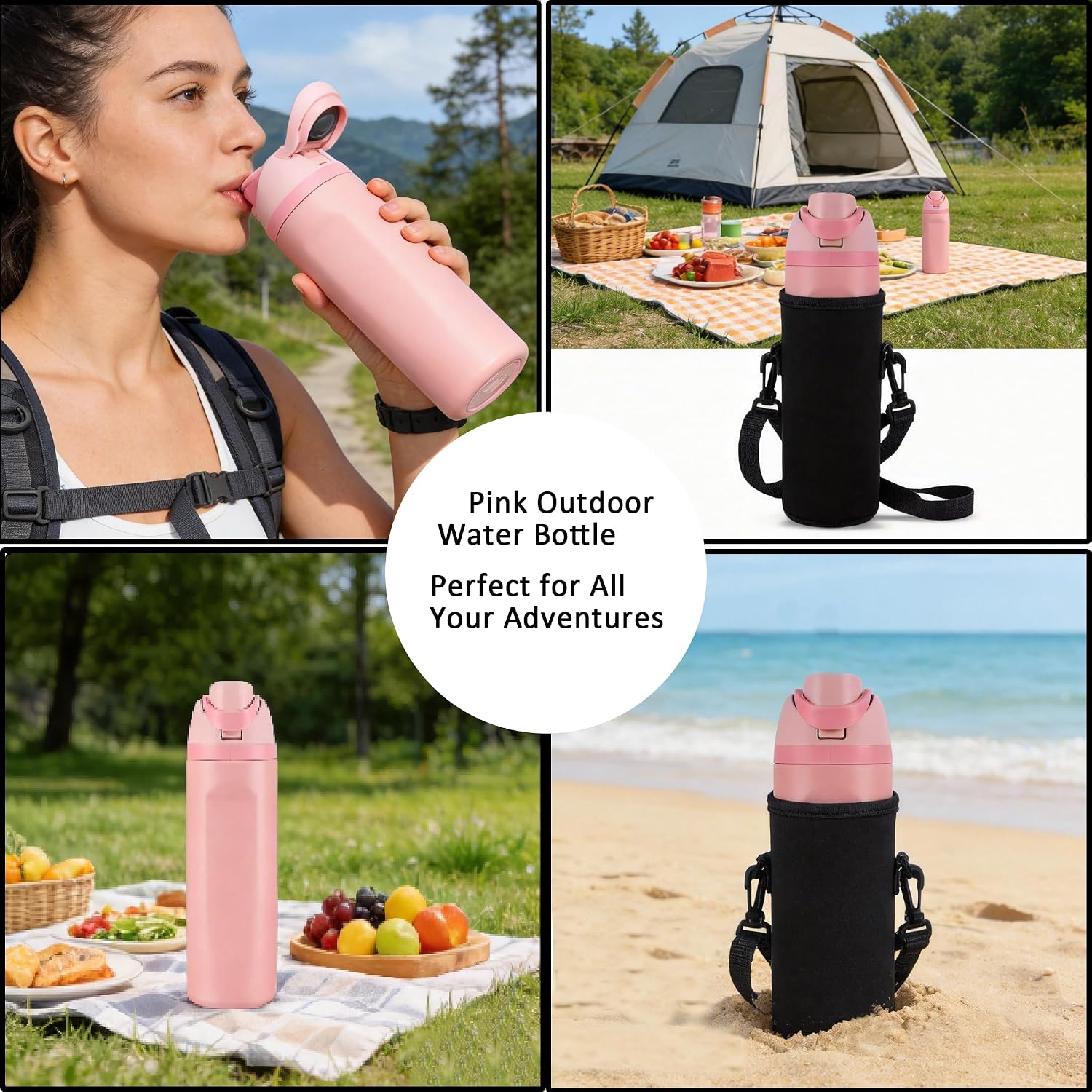 Pink OwaIa Style Water Bottle 24 Oz Stainless Steel Leak Proof Insulated Water Bottle BPA-Free Sports Water Bottle for Sports and Travel