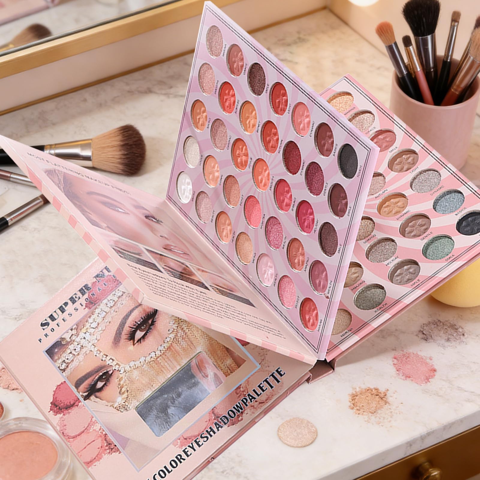 Ombretti 105 Colori Per Illuminante Impermeabile | Palette per il Trucco a Forma di Libro Per Ragazze Adolescenti Festa Halloween Viaggio Occasioni Speciali Tutti I Giorni