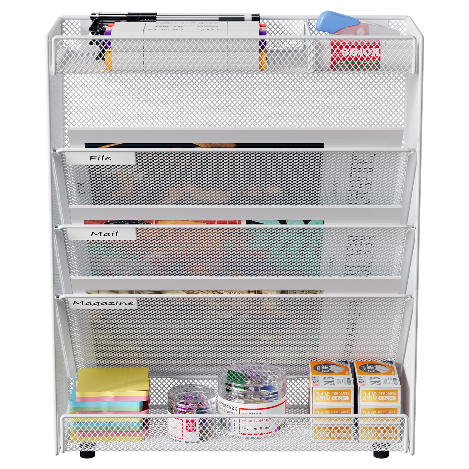 EasyPAG Porte Document Mural A4 Organisateur de Bureau Rangement Métal Blanc
