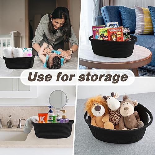 Miniatura 5 de Pro Goleem Cesta tejida pequeña con bolsas de regalo y cintas, cestas duraderas para regalos, cesta de cuerda pequeña vacía para almacenamiento