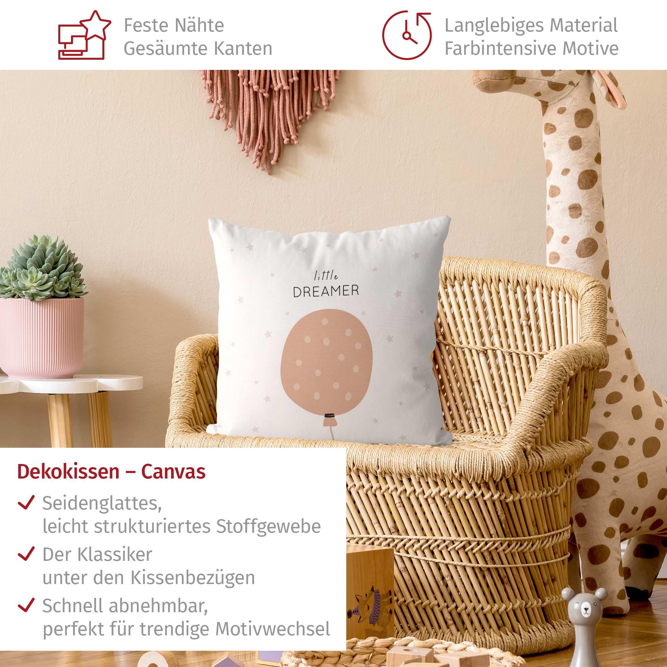 Deko Kissenhülle draußen/Outdoor waschbar Sprüche ohne Füllung Zierkissen - Made in Germany - Design Bezug beige Sofakissen Illustration Outdoor Sofa Bett 1157