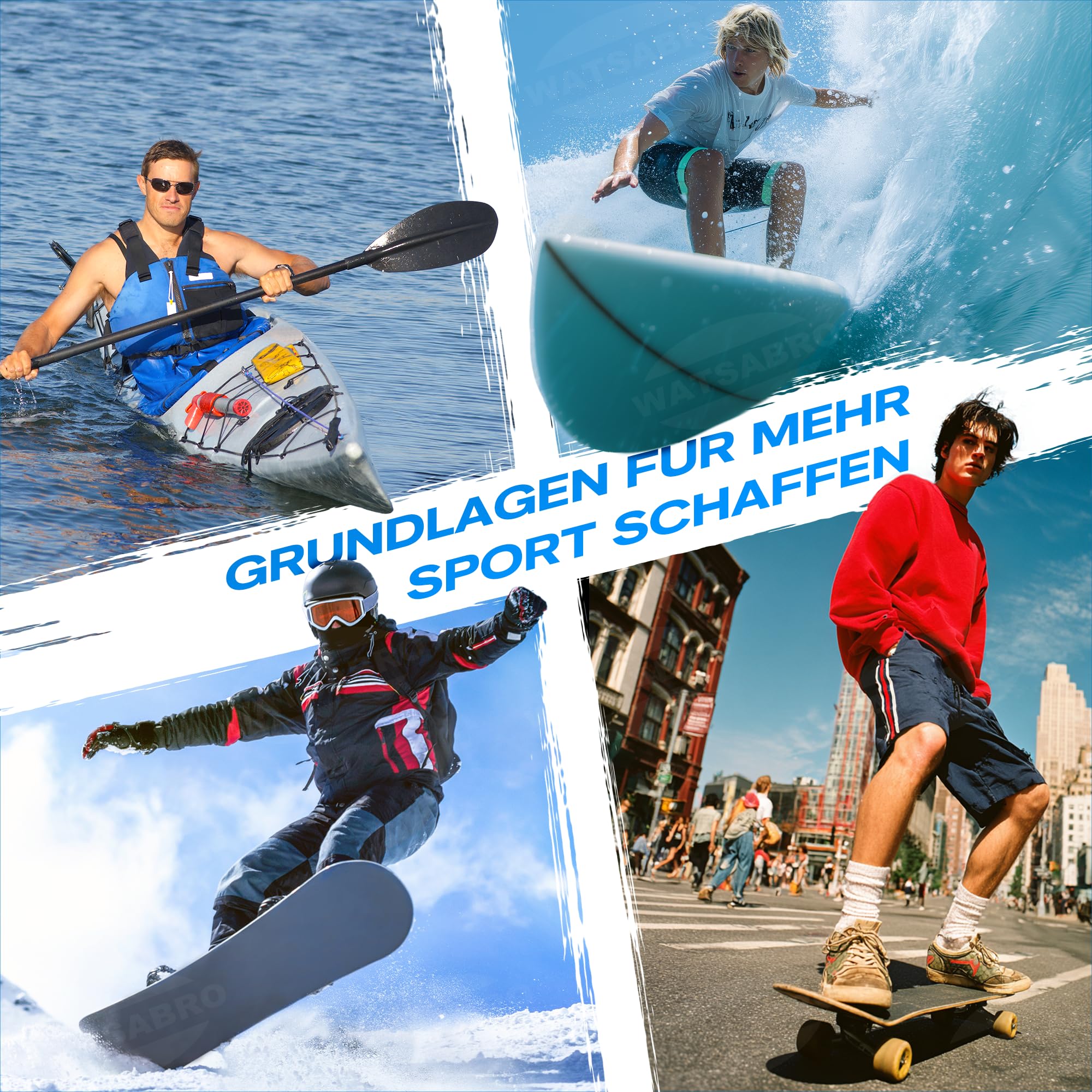 WATSABRO Balance Board, Surf Balance Board mit Verstellbaren Stoppern | Rutschfest Gleichgewichtstrainer für Einsteiger & Profis, Echtholz Balanceboard für Kinder Erwachsene inklusive Rolle & Ball