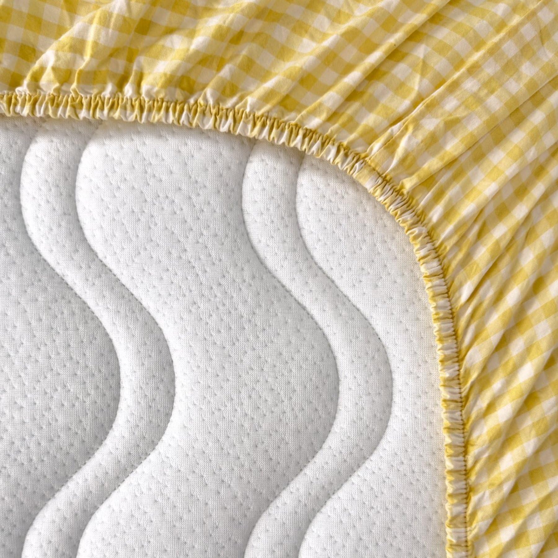 Kadolis - Drap Housse bébé d%d GOTS - Motif Vichy - Percale de Coton Bio - Doux et Confortable