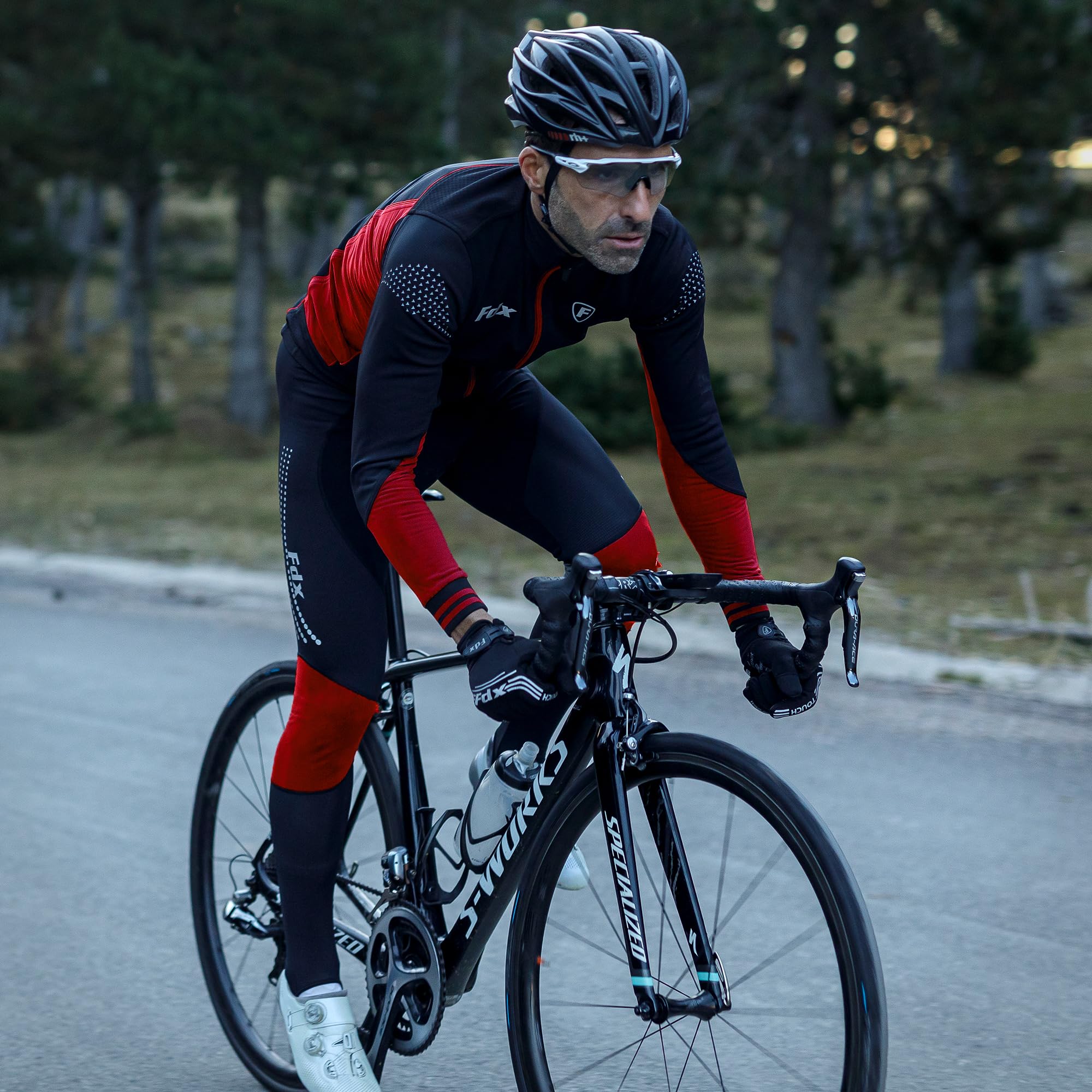 FDX Herren Thermo Winter-Radtrikot Italienischer Roubaix Stoff, Langarm, Leichtes und Warmes Fleece, Atmungsaktiv, Radsportbekleidung für Rennrad & Fahrrad