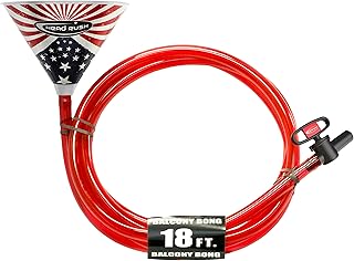 Head Rush 18 Foot American Flag Balcony Beer Bong - Includes New Push Button Valve