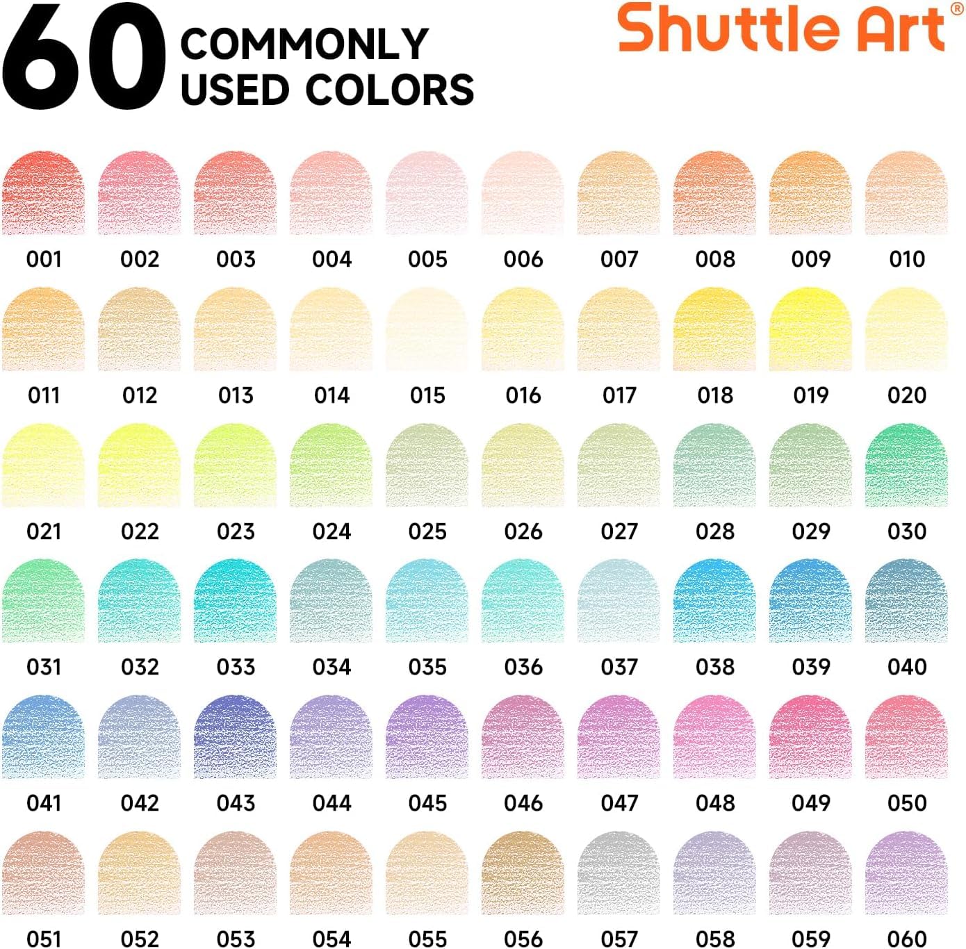 Amazon | Shuttle Art 色鉛筆 60色セット パステル カラーペン
