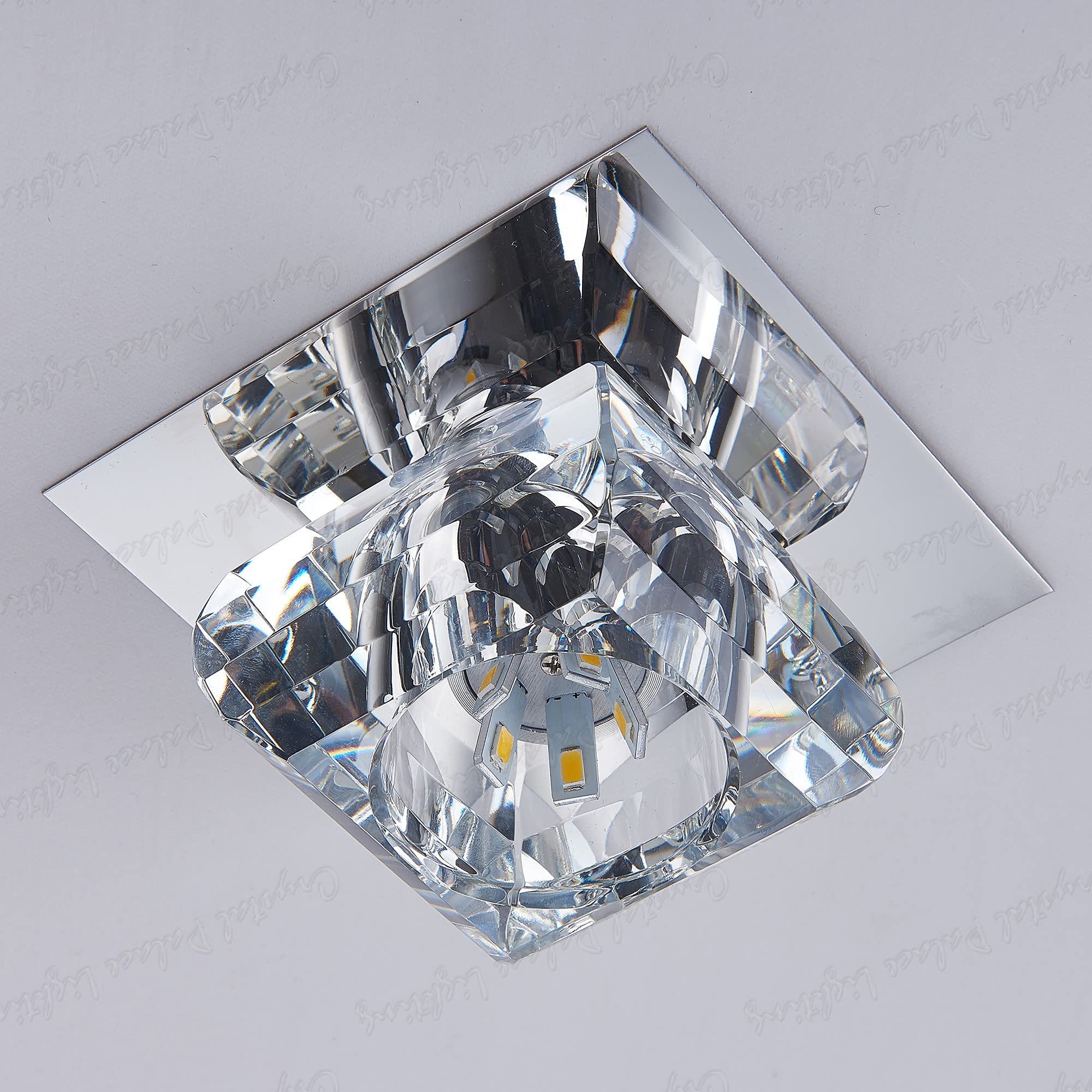 Square Cool/Warm White Modern Crystal LED Ceiling Chandelier Downlight 3/5W (Warm White 3W)