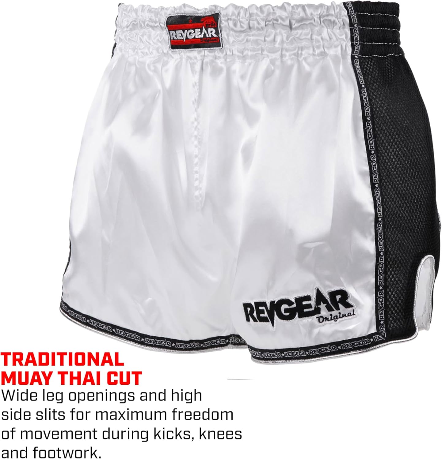 Revgear Authentic Thai Style Low Waist Muay Thai Shorts – Modern Fit for Men & Women, Ideal for MMA, and Kickboxing