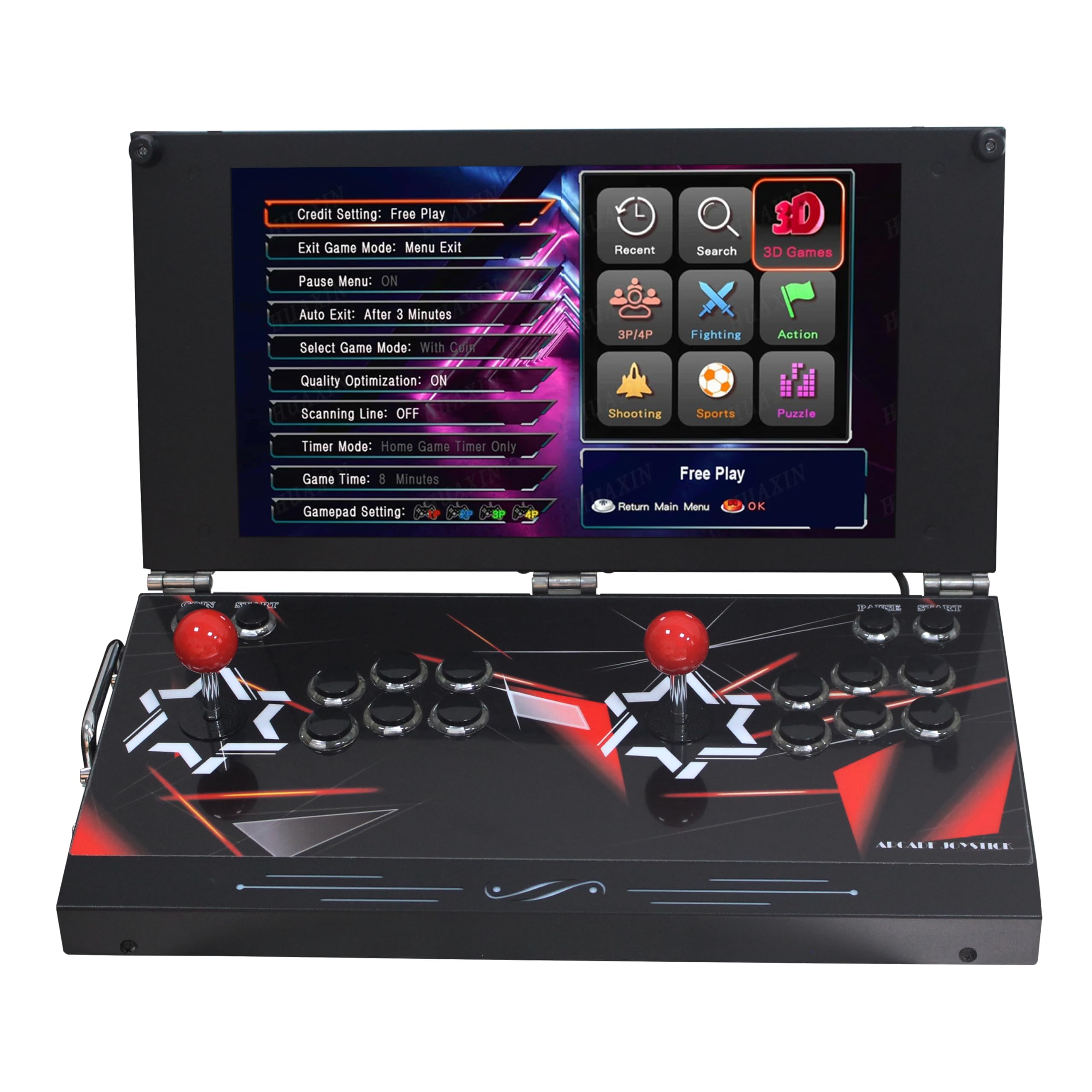 Console de jeu d'arcade portable avec écran HD de 17,5 pouces 26800 en 1 Retro Games Pandoras Box DX – Machine de jeu vidéo portable à double joueur pour divertissement à domicile (Bleu 26800 70S)