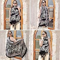 Vista 150 de DANA XU Manta de pashmina extragrande 100% de lana merina, bufanda de viaje, bufanda de cachemira para mujer, otoño e invierno, chal de gran