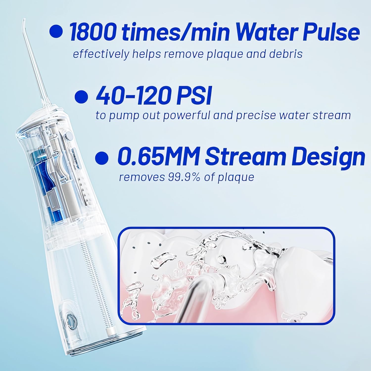 Water Dental Flosser Cordless with UVC Light, 3 Modes Portable Oral Irrigator, IPX7 Waterproof, 300ML Tank, Electric Teeth Cleaner for Tonsil Stones, Home & Travel Use (Pink)