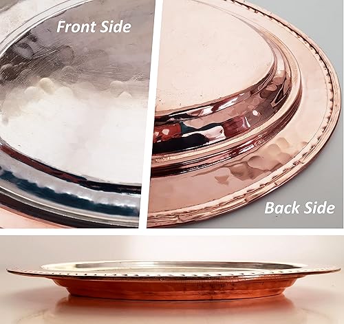 Miniatura 4 de DLK - Plato de servir hecho a mano de cobre puro - Plato de Kebab Iskender - Presentación de kebab turco - Placa de cobre ovalada de 12 pulgadas