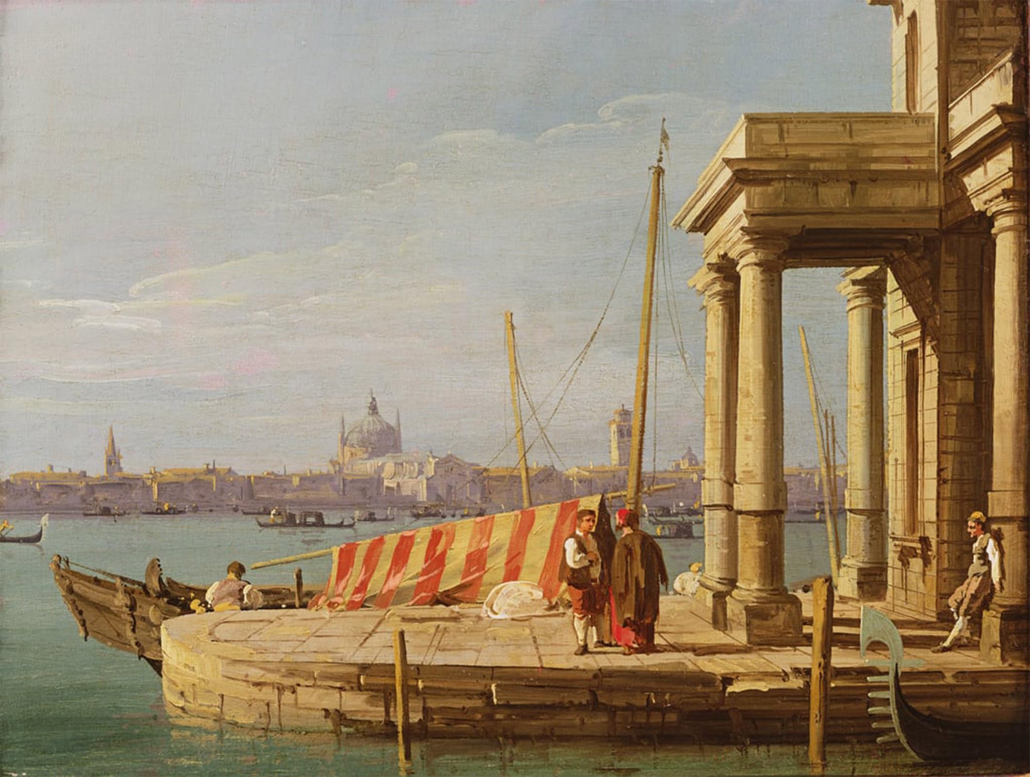 Artxlxxbn No Frame Famous Painting Canvas Artwork Graffiti Print The Quay Of The Dogano Venice By Antonio Canal Portrait Canvas Image For Home Decor 60X90cm