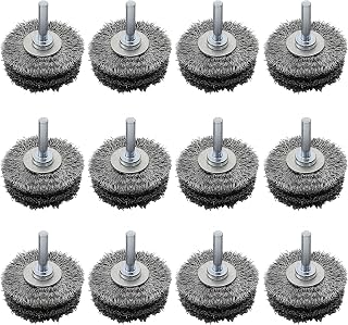 12 Pack Wire Wheel Brush Wire Wheel Brush for Drill Attachment, Rocaris 2 Inch Heavy Duty Wire Brushes Removal Paint Rust & Corrosion, 0.0118"" Carbon Steel Wire, 1/4in Shank, 20000RPM