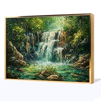 ★原不動滝 油絵 額装 日本の滝百選 風景画 インテリア 壁掛け絵画 ☆原不動滝 油絵 額装 日本の滝百選 風景画 インテリア 壁掛け絵画