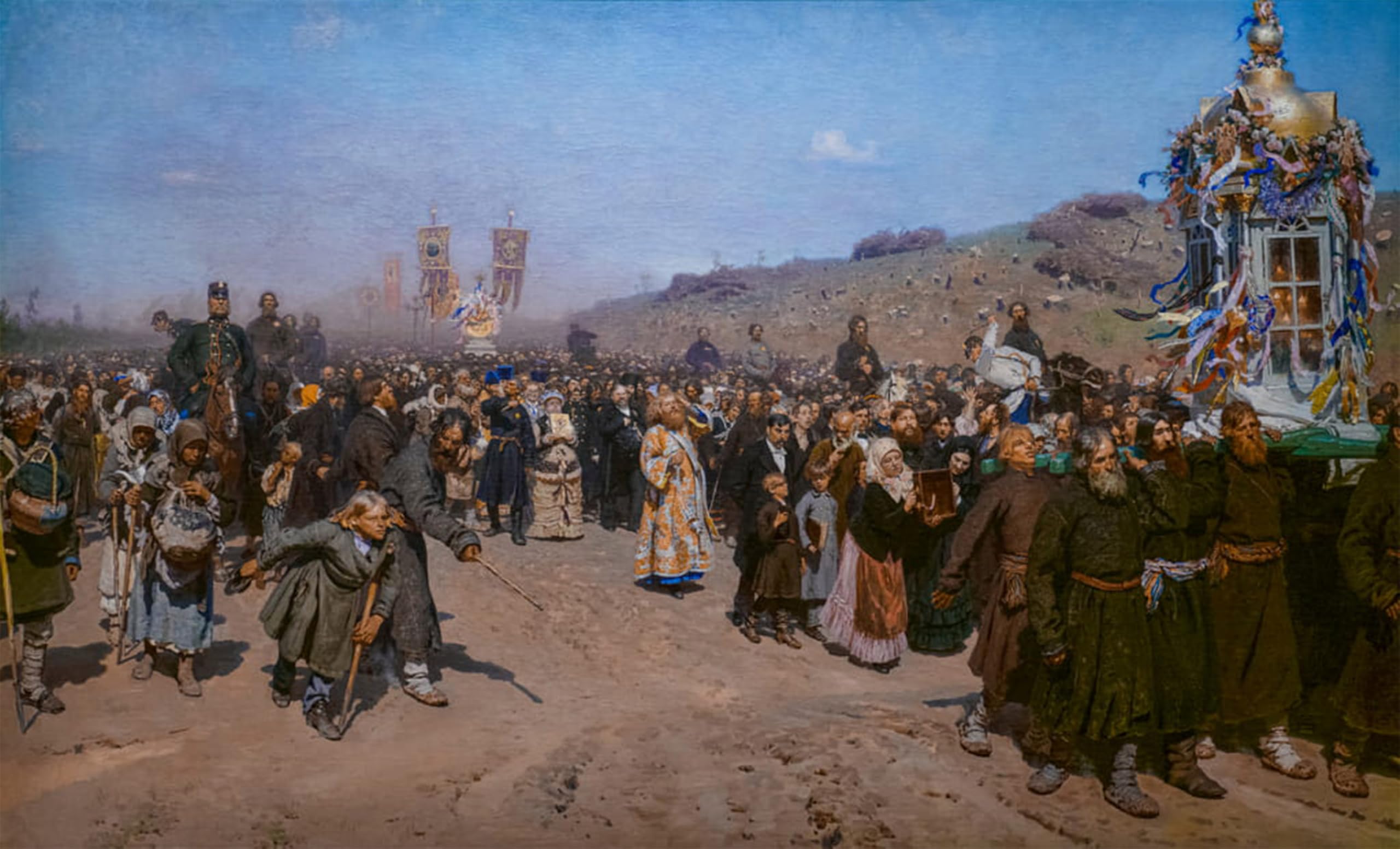 Tableaux Graffiti Art Mural Procession de Koursk par Repin 60x90cm - 5