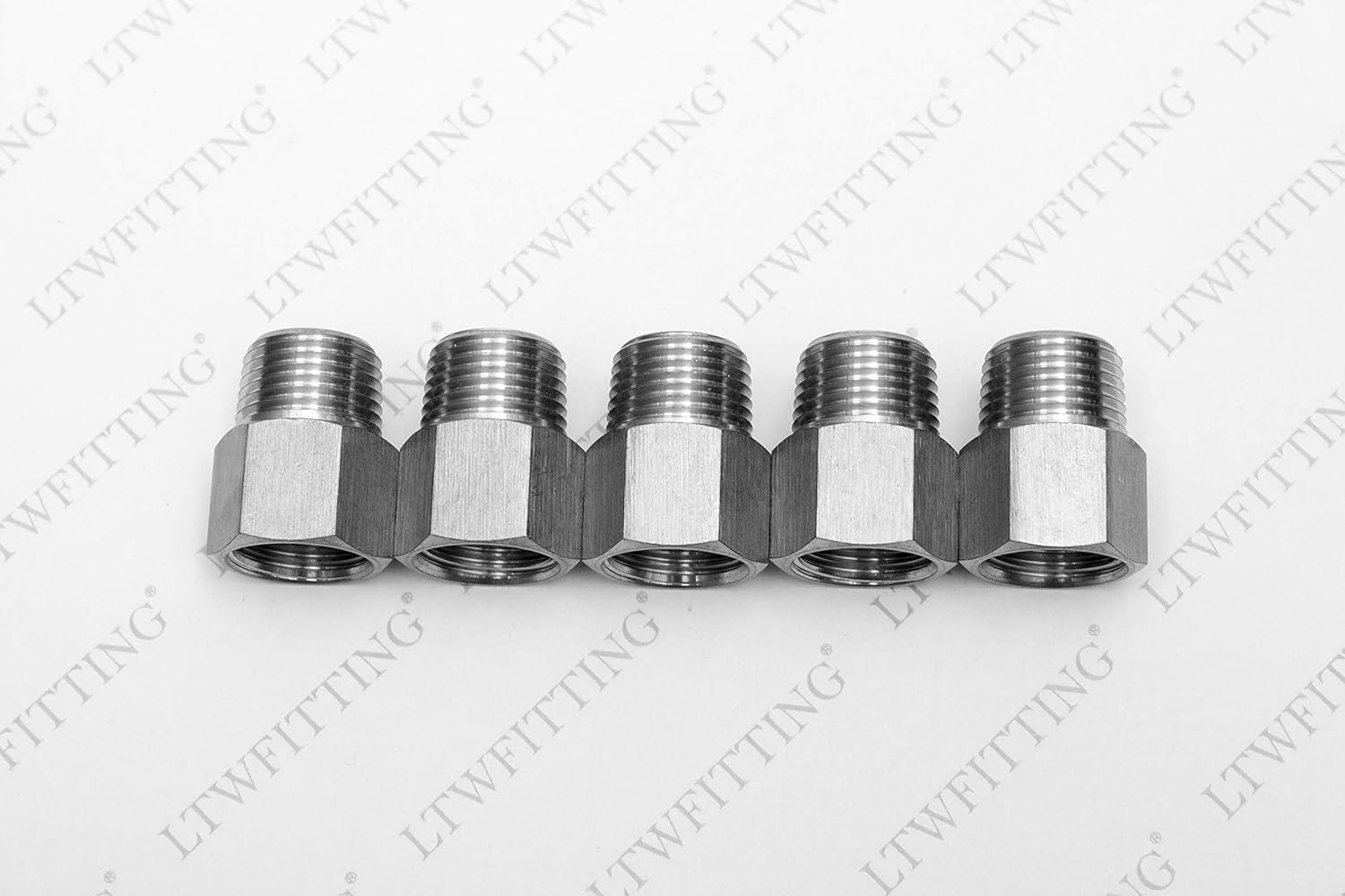 LTWFITTING Bar Production Stainless Steel 316 Pipe Fitting 1/2" Female x 1/2" Male NPT Adapter Air Fuel Water (Pack of 5)