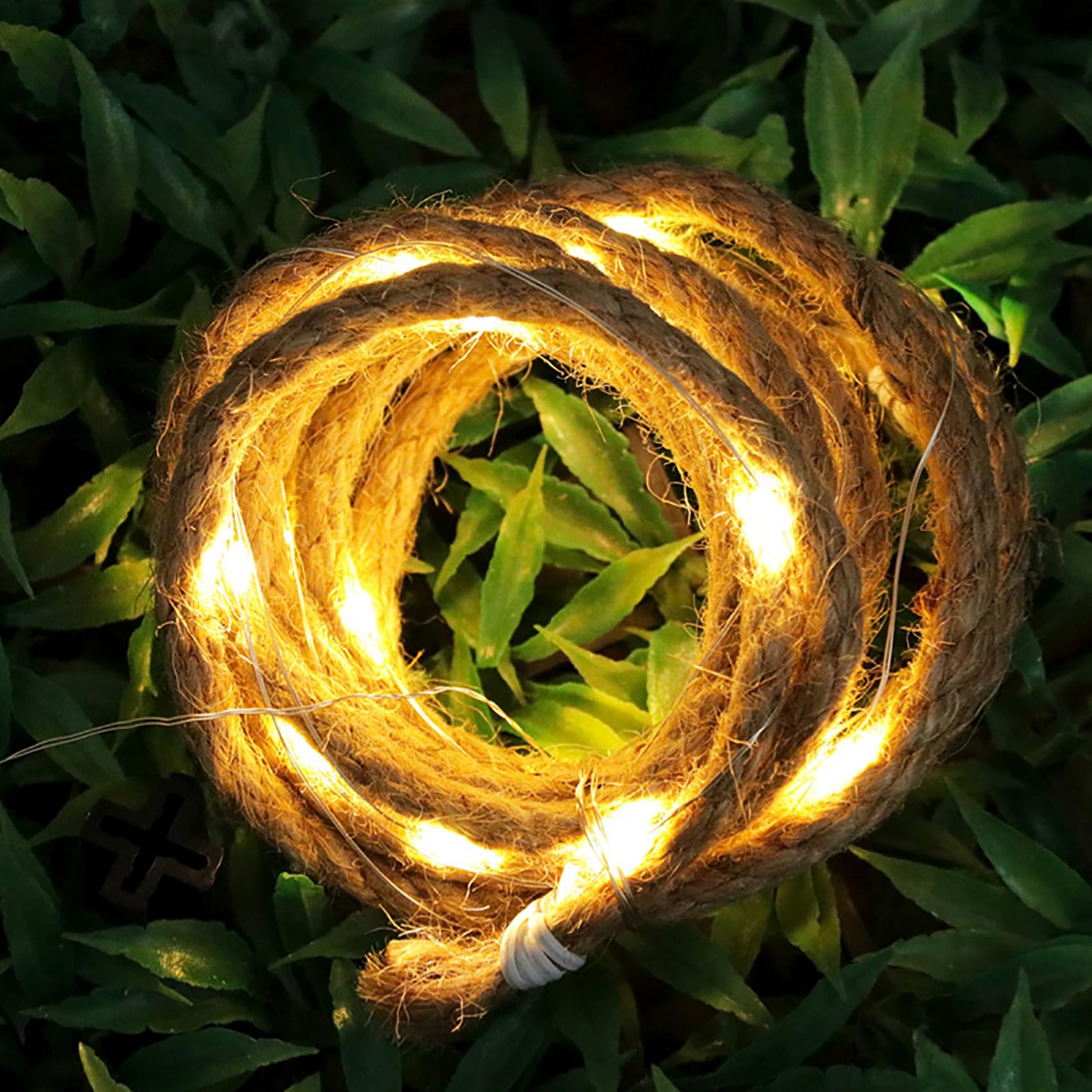 Solar Lichterkette Seil Aussen Wetterfest Sisalstern Beleuchtet Lampe Vintage LED Hanfseil Gartenleuchte Deko für Garten Terrasse Balkon Bäume Weihnachten (10M 200 LED)
