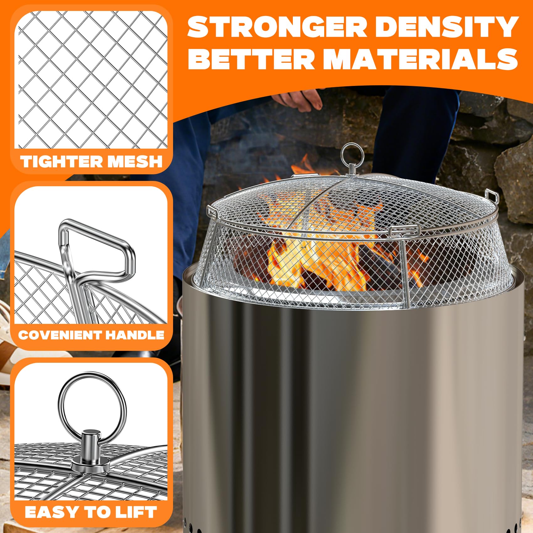onlyfire Kit de Pare-étincelles en INOX pour Solo Stove Bonfire et Summit 19.5 Pouces 49.5 cm