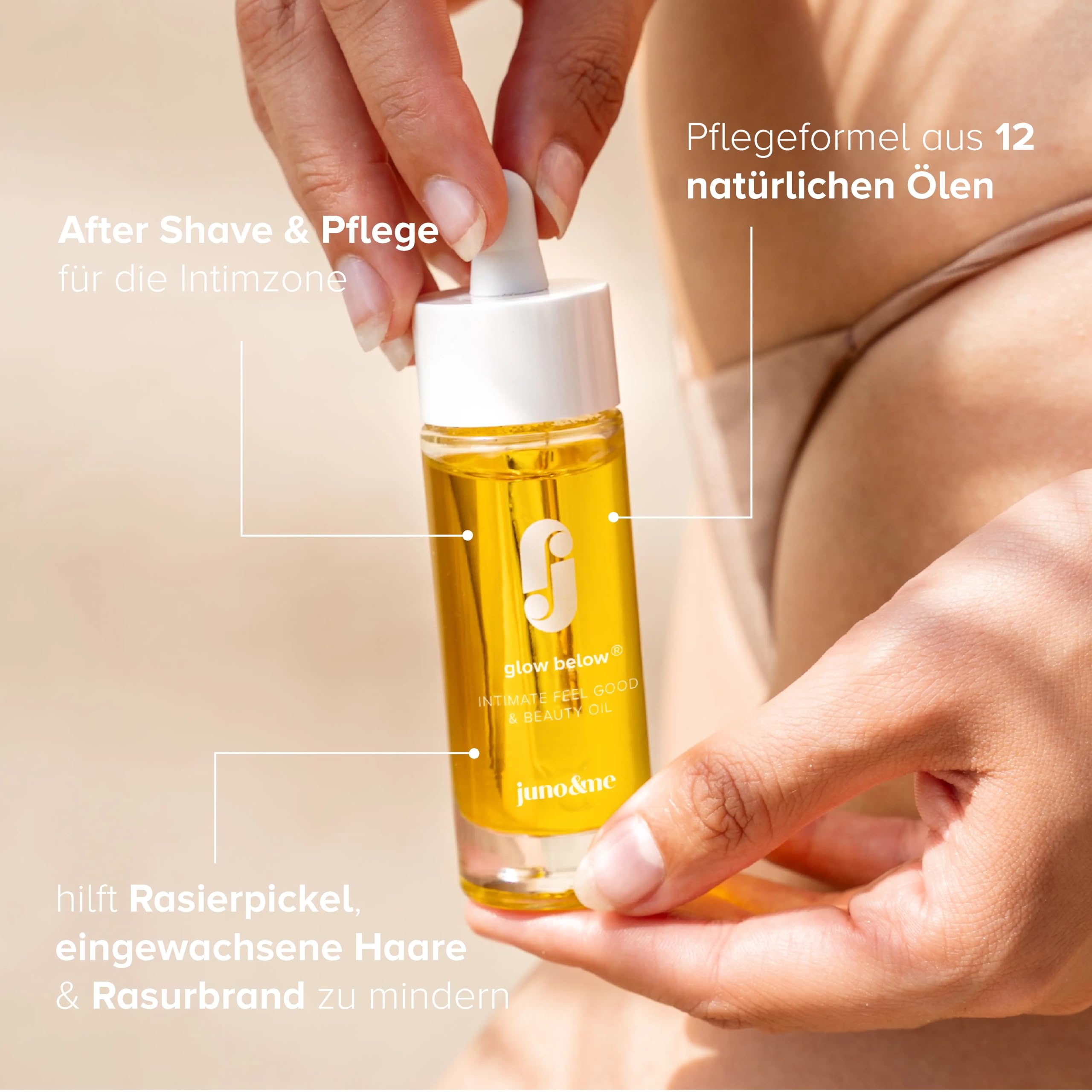 juno & me - Zestaw Happy Shaving: 3-częściowy zestaw do golenia całego ciała – zawiera olejek do golenia, żel do golenia i olejek po goleniu – z kwasem mlekowym, olejkiem konopnym i aloesem – przeciw