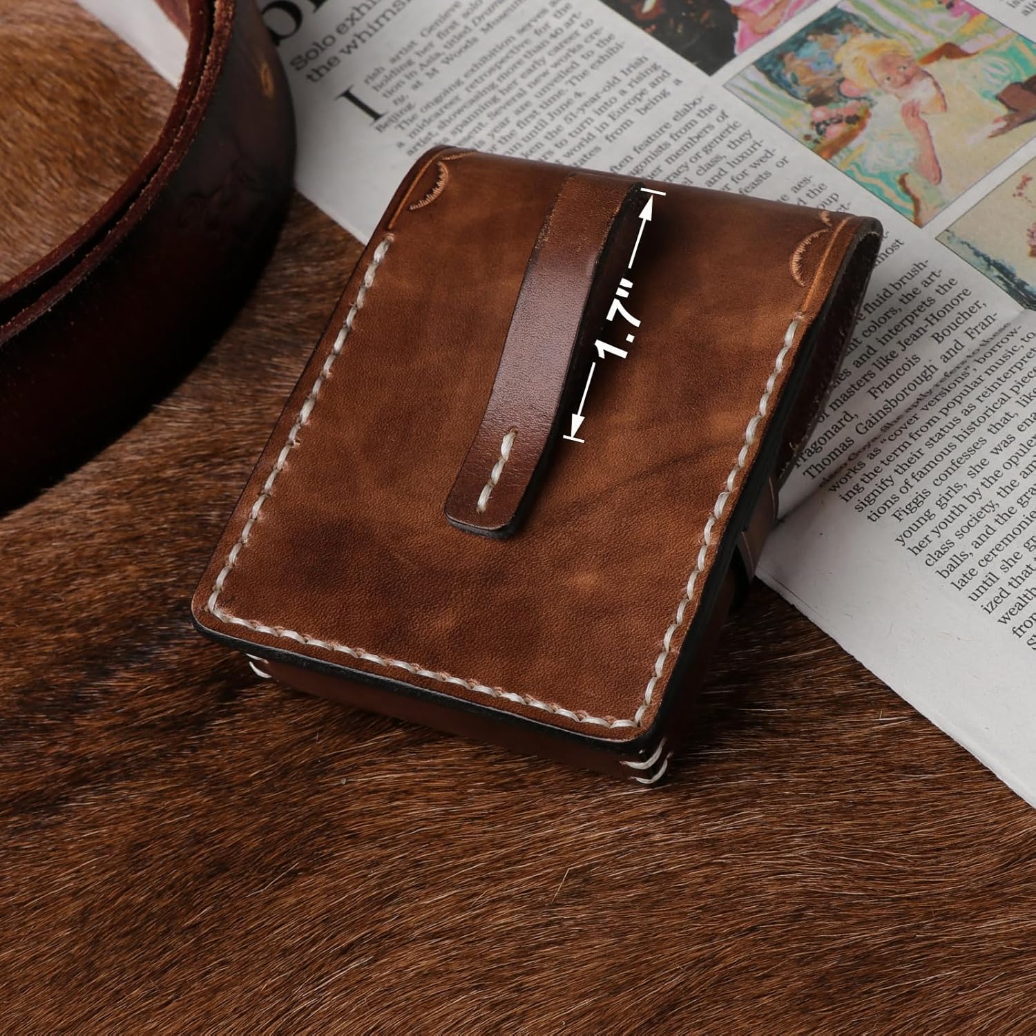 Tourbon Leather Cigarette Box Case Pouch Lighter Holder Playing Cards Secure Storage with 1.7" Belt Loop Travel Accessory