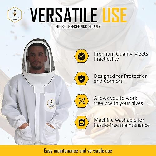 Miniatura 2 de FOREST BEEKEEPING SUPPLY Chaqueta ventilada - Velo de esgrima de visión transparente YKK cremalleras de latón ultraligero y máxima protección