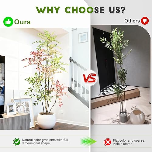 Miniatura 3 de Árbol alto de bambú artificial grande para interiores y exteriores, planta realista de plástico sintético, plantas para casa, sala de estar,