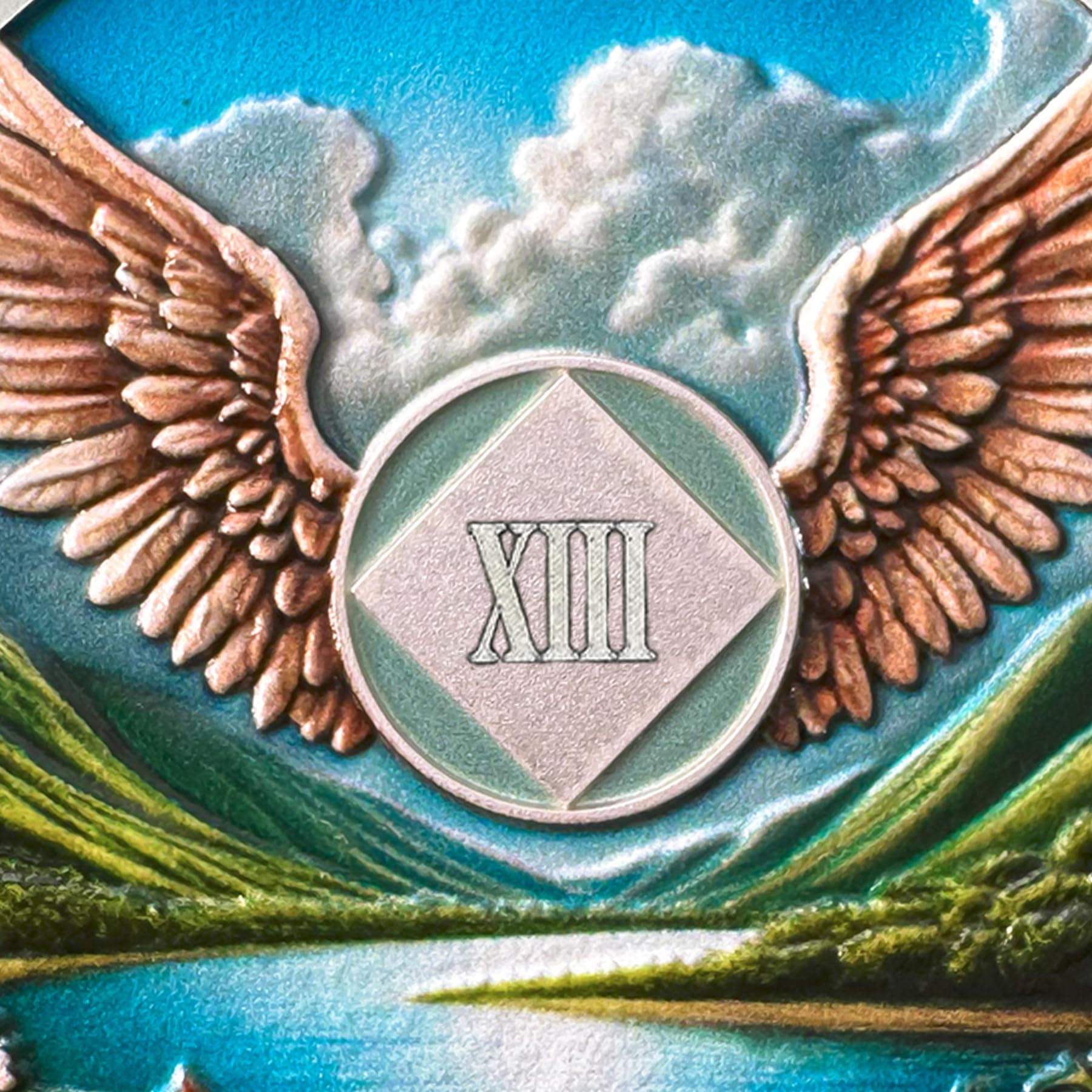 NA Sobriety Coin – Medallones NA con alas y chips de sobriedad escénicos monedas NA – Regalo ideal para hombres y mujeres que celebran la recuperación y la vida limpia (13 años)